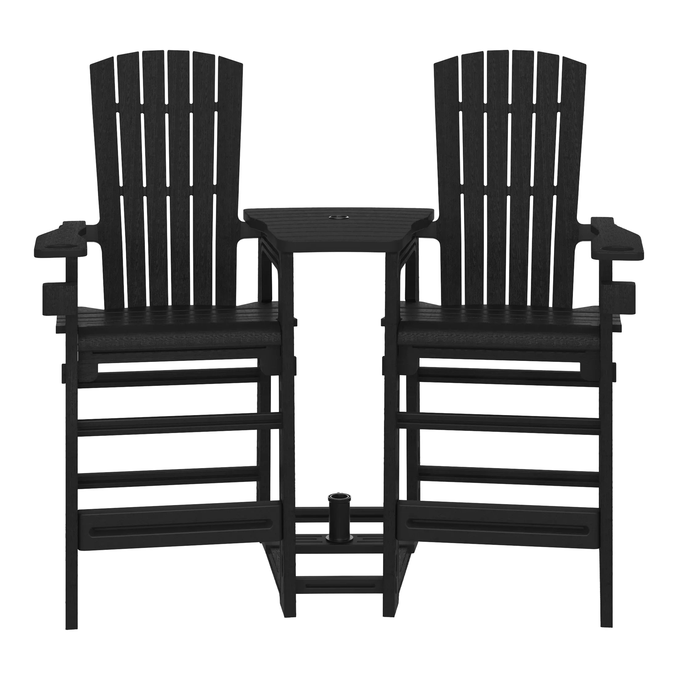 Cayman Outdoor Tall Adirondack Chairs With Connecting Table Tray (Set