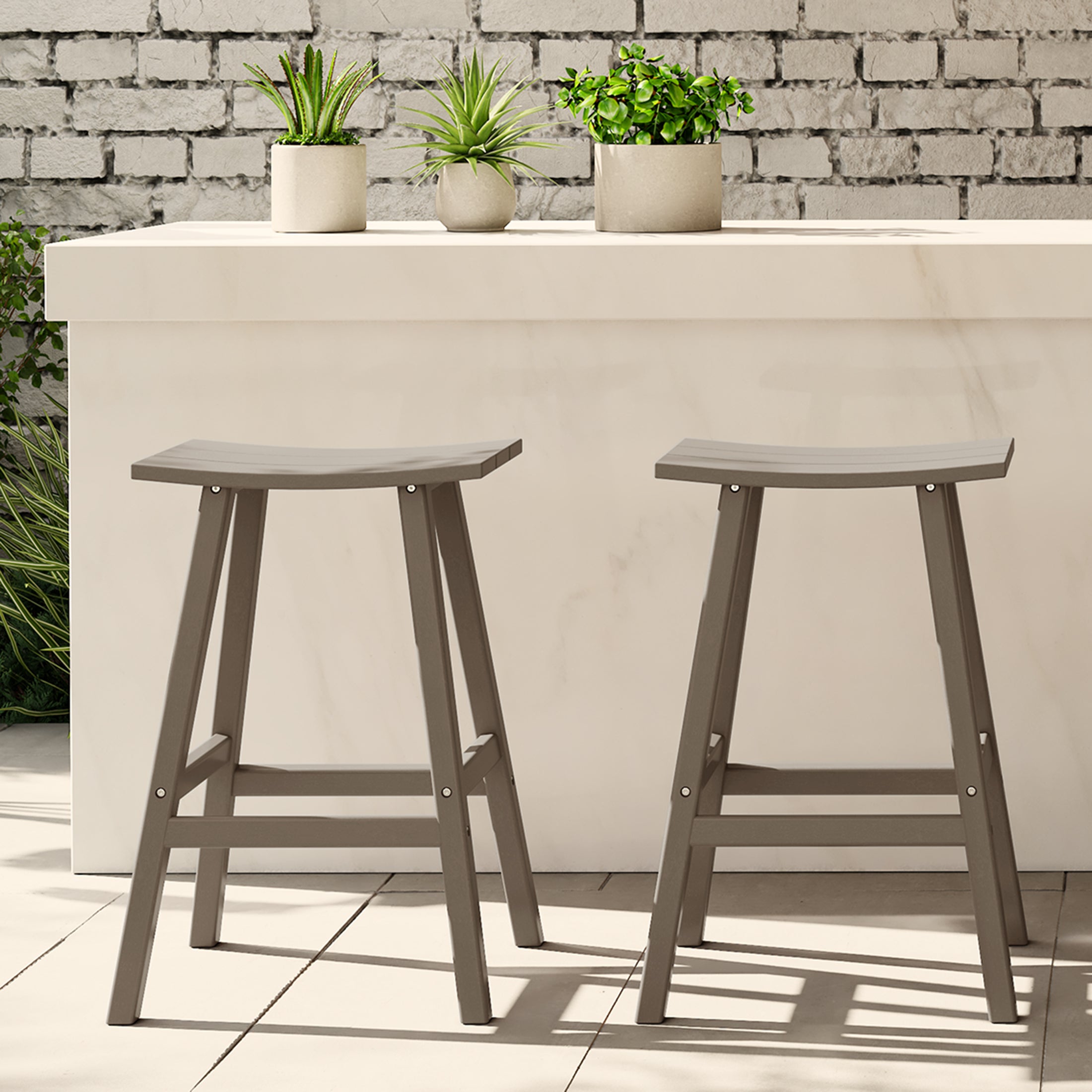 Paradise Westintrends 2 piece set of 29" height Outdoor / Patio Saddle bar stools