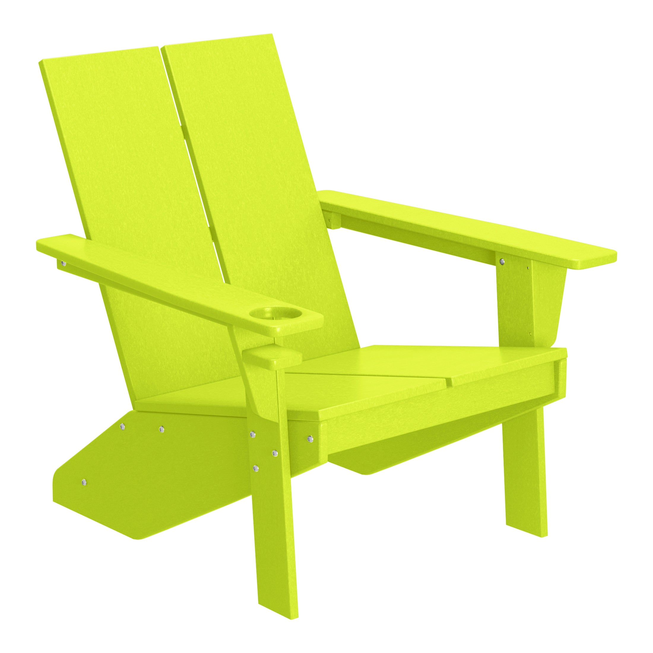 Seaview Outdoor 4-Piece HDPE Modern Adirondack Chairs Set with Folding Patio Ottomans and Cup Holder