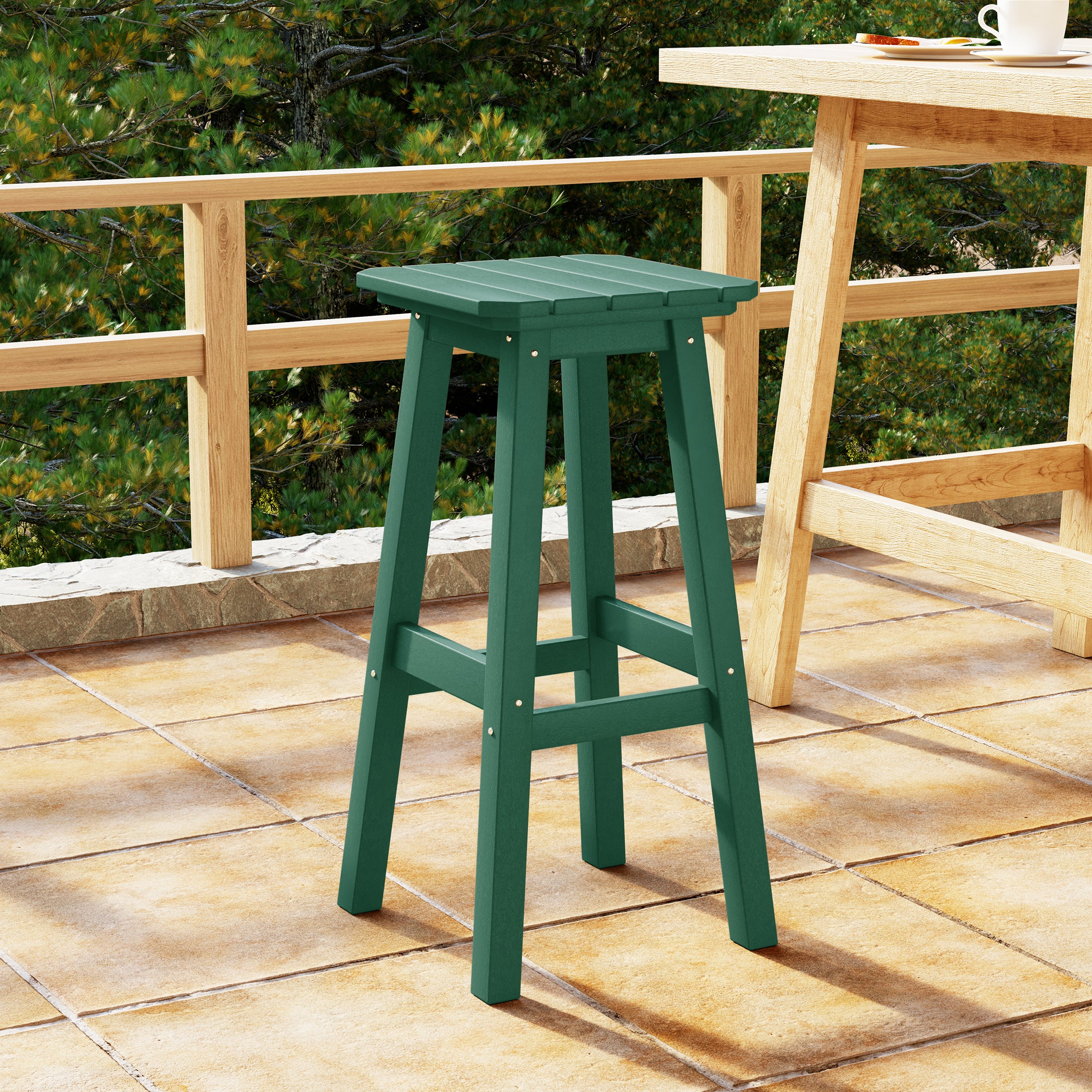 Paradise 29" HDPE Outdoor Patio Square Backless Bar Stool