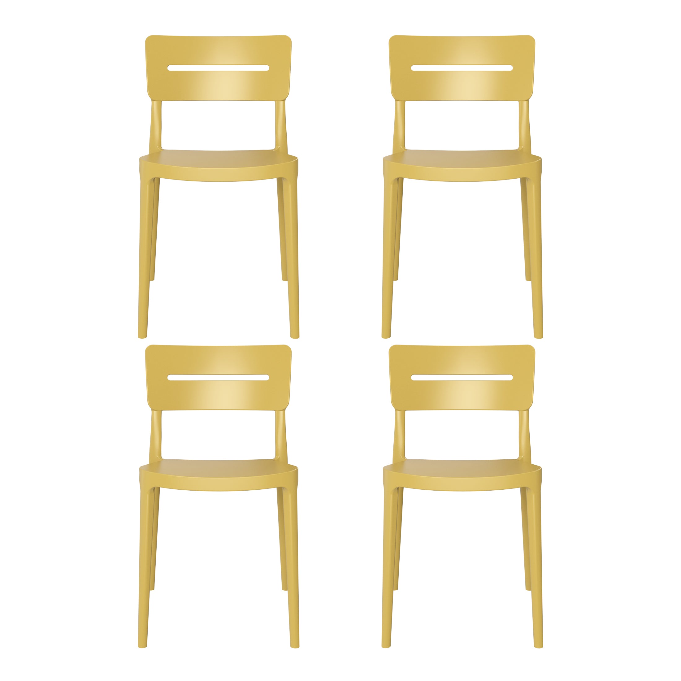 Sunshine Outdoor Modern Stackable Plastic Patio Dining Chairs (Set of 4)