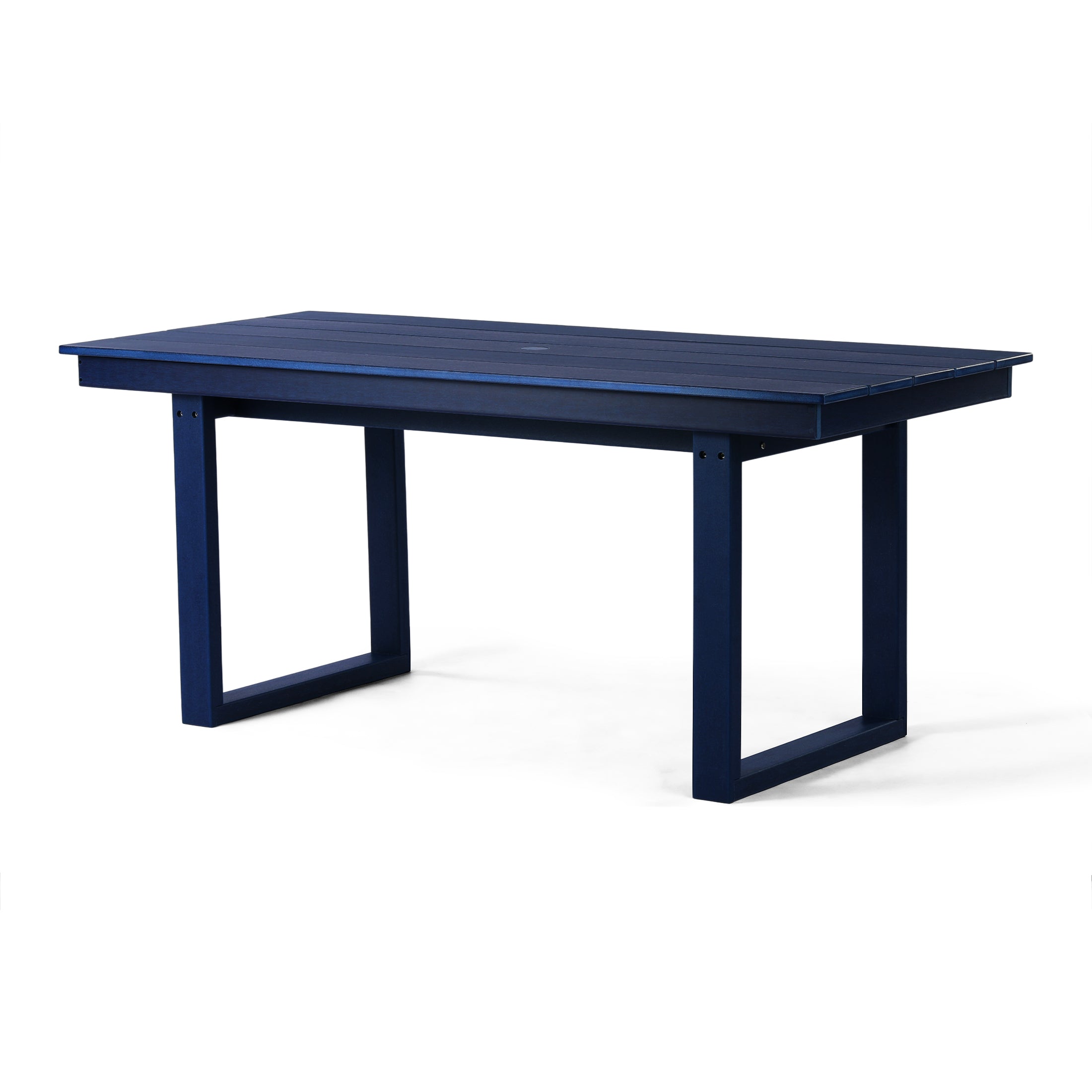 Cambria 68" Outdoor HDPE Modern Rectangular Patio Dining Table With Umbrella Hole