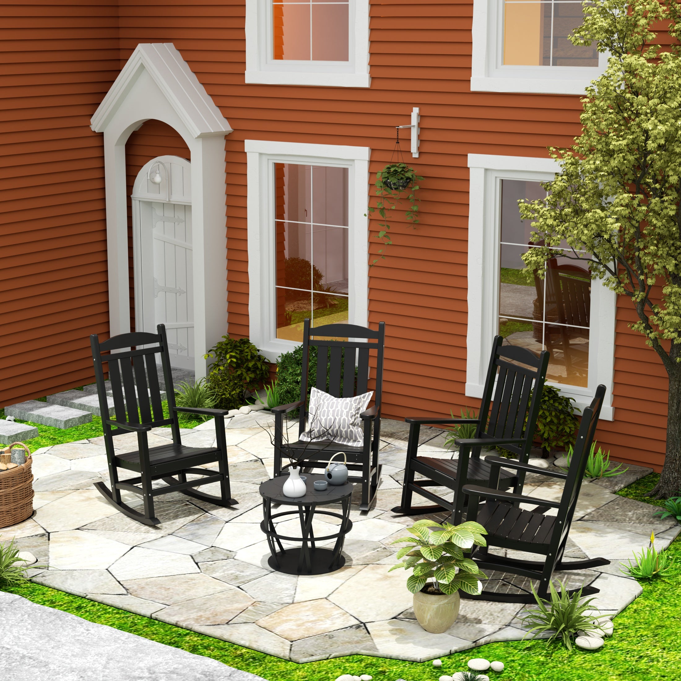 Paradise Outdoor Patio Poly Classic Porch Rocking Chair (Set of 4)