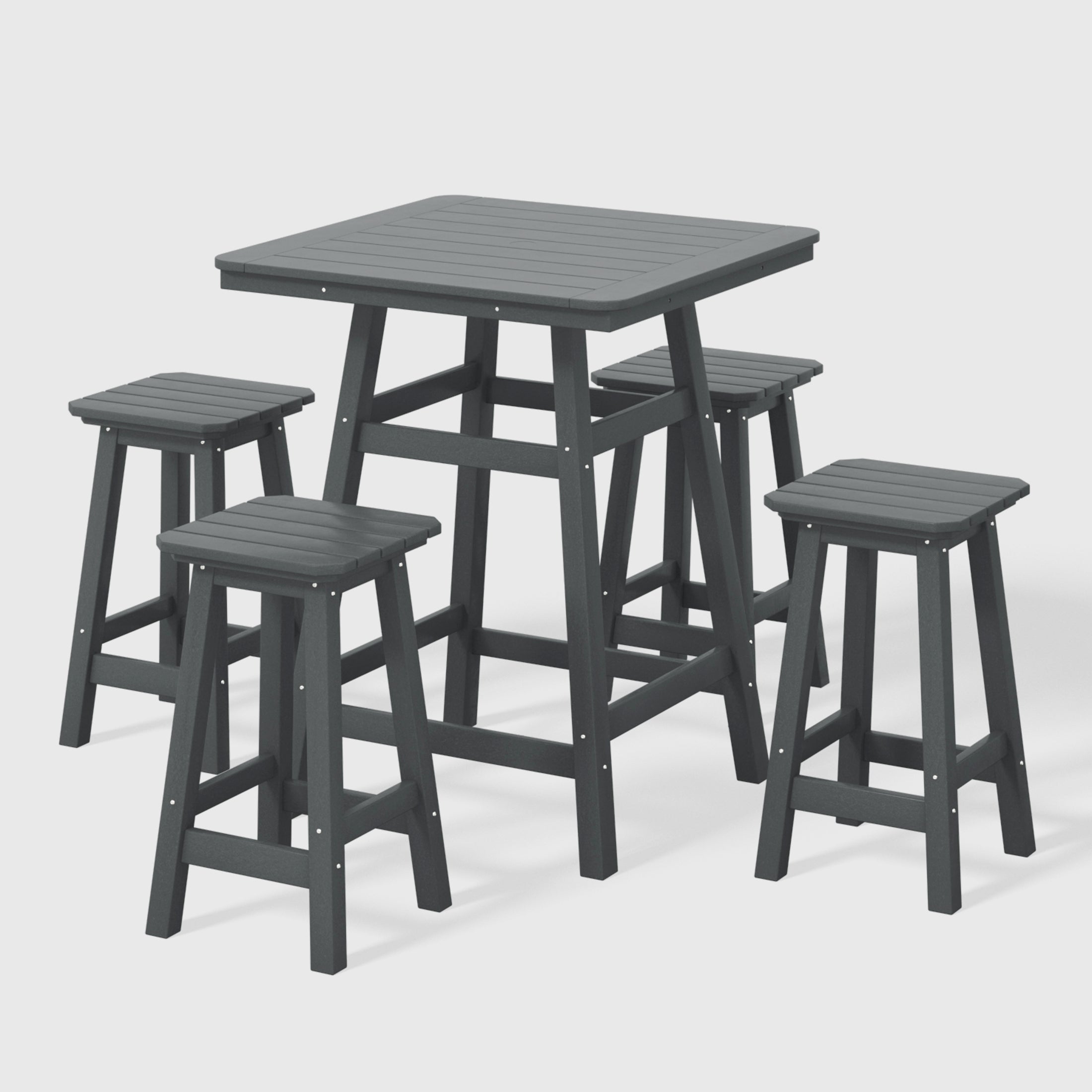 Paradise 5-Piece HDPE Outdoor Patio Dining Bar Bistro Table Set with Counter High Bar Stool