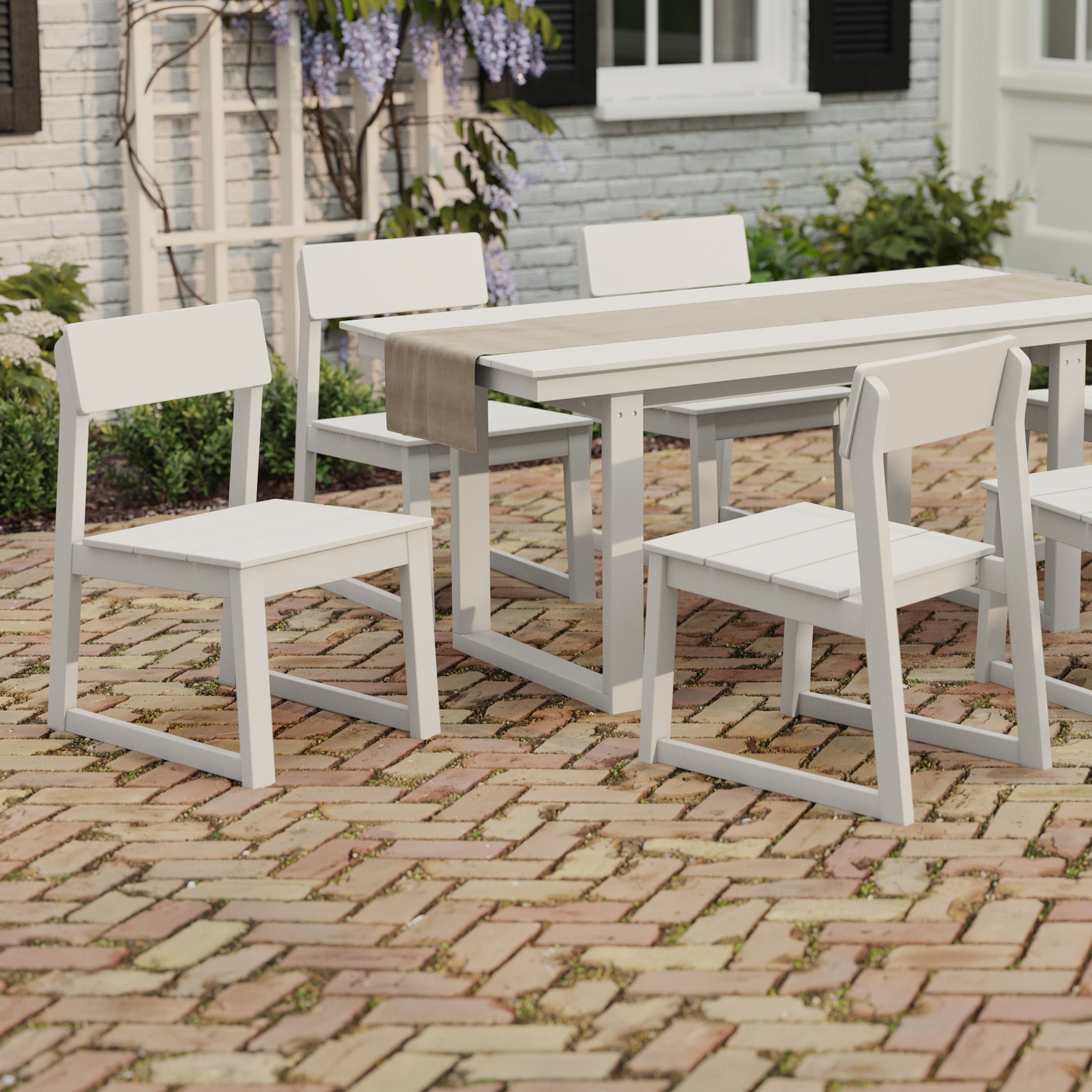 Cambria Modern HDPE Outdoor Armless Patio Dining Chairs (Set of 2)