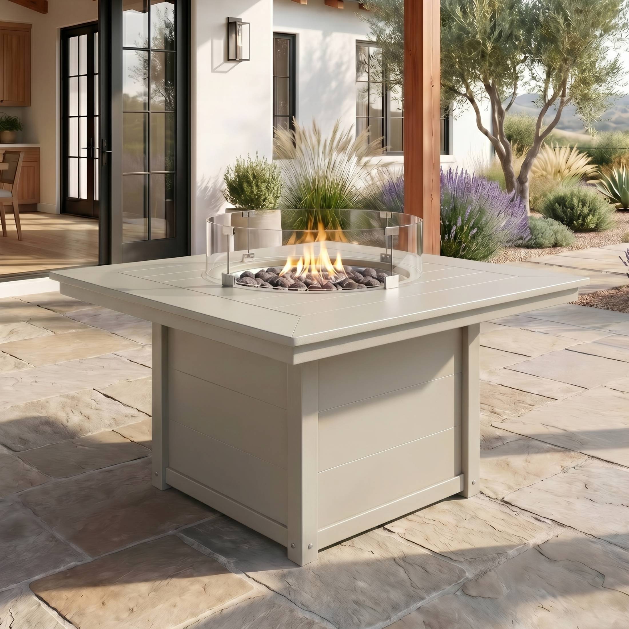 Sol 42" Modern Outdoor Patio Propane Square Fire Pit Table