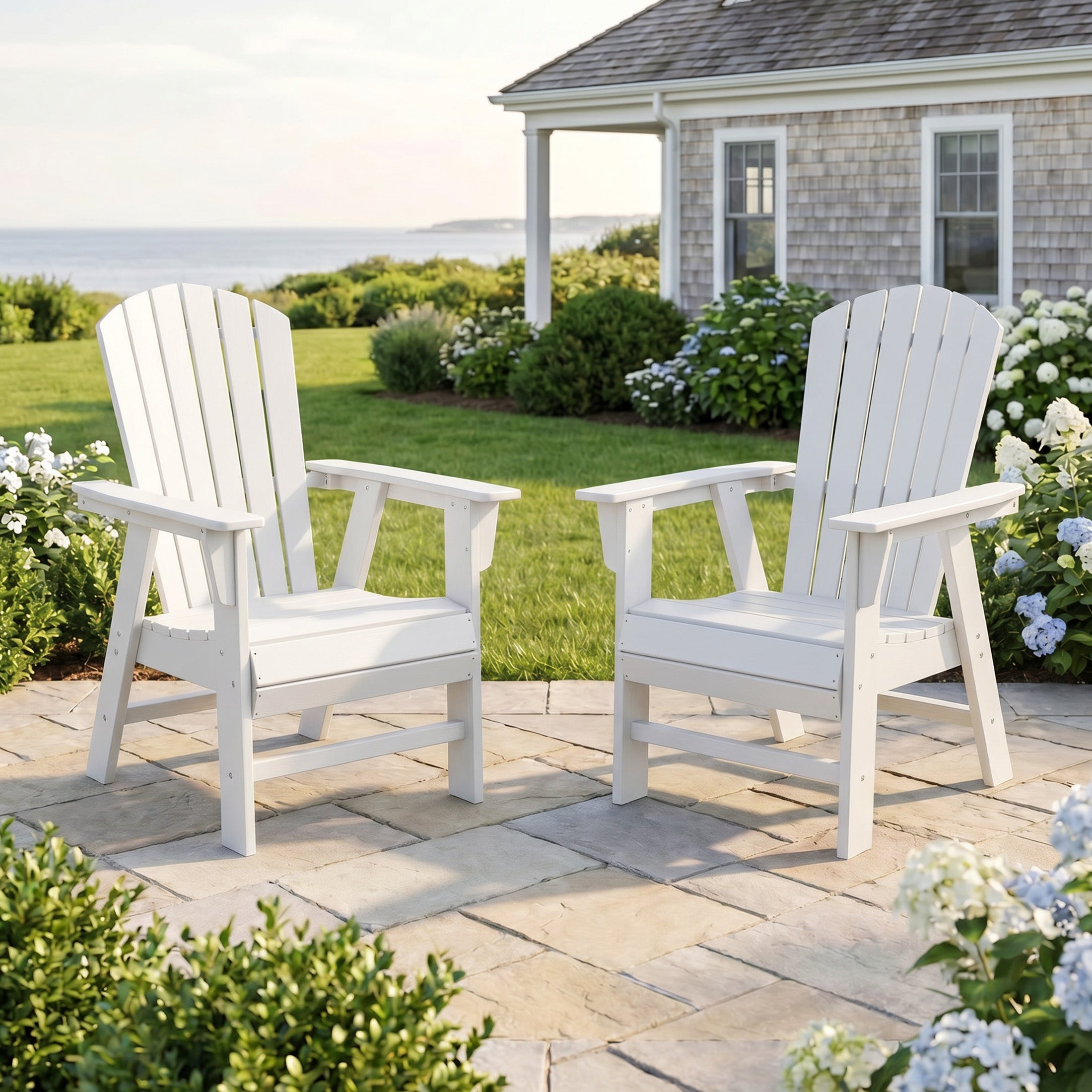Portside Outdoor Modern HDPE Adirondack Patio Dining Chairs (Set of 2)