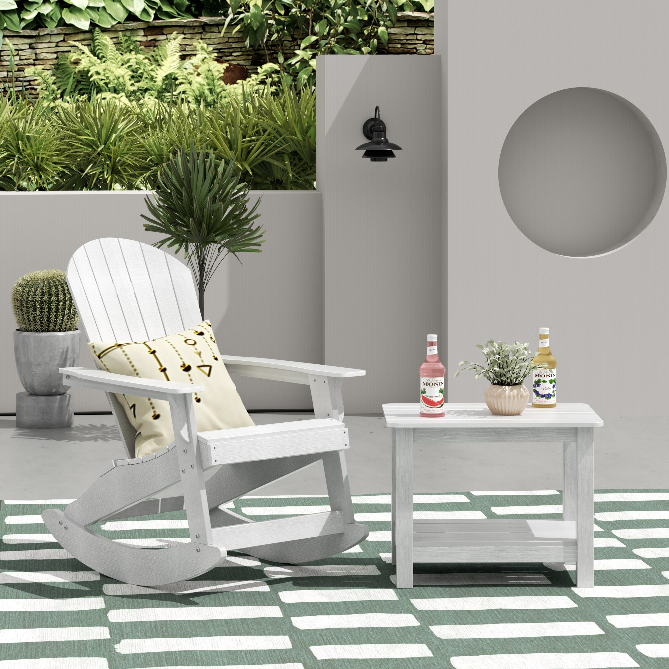 Florence 2-Piece HIPS Outdoor Rocking Adirondack Chair With Side Table