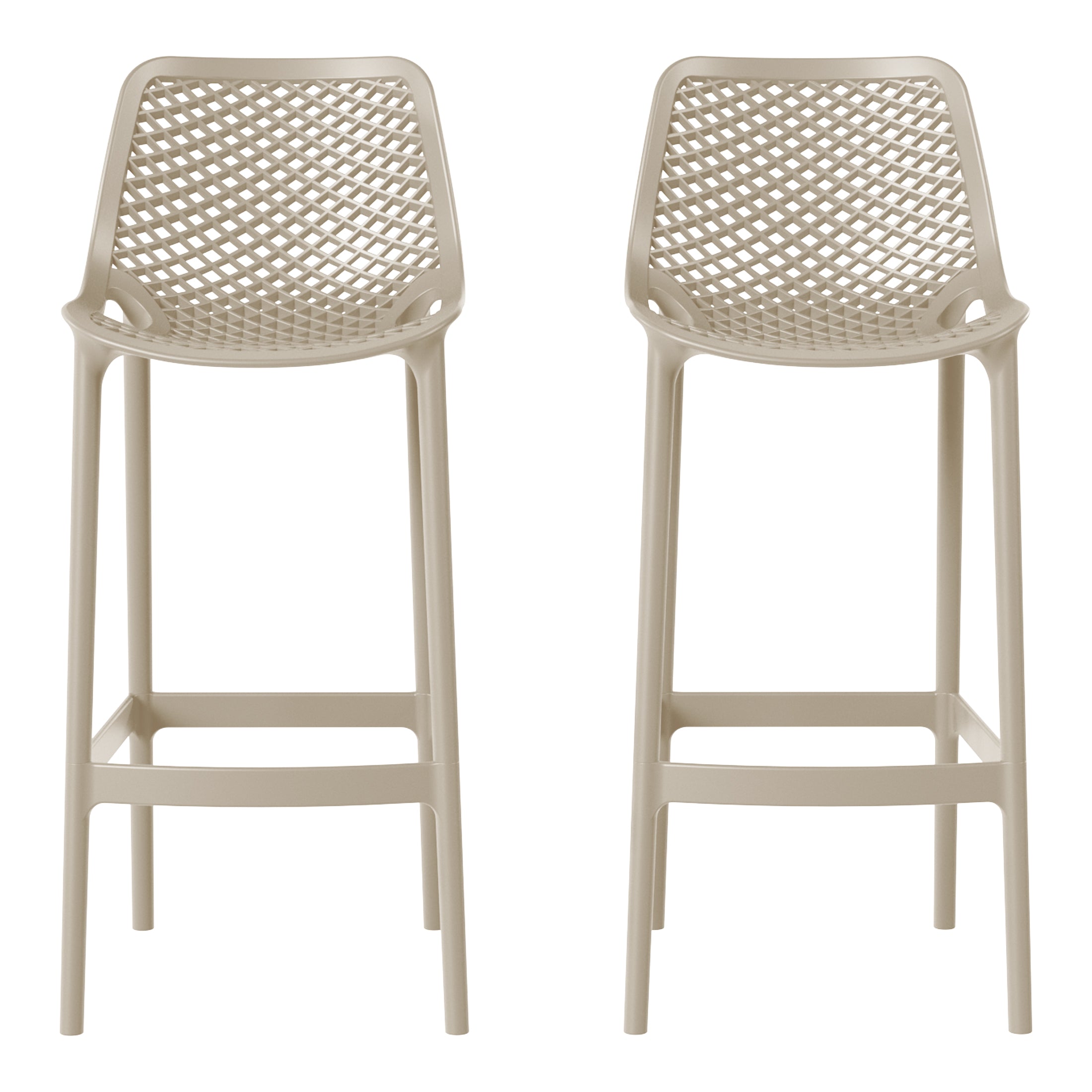 Sunshine 41.75" Outdoor Modern Polypropylene Plastic Patio Bar Height Stools (Set of 2)