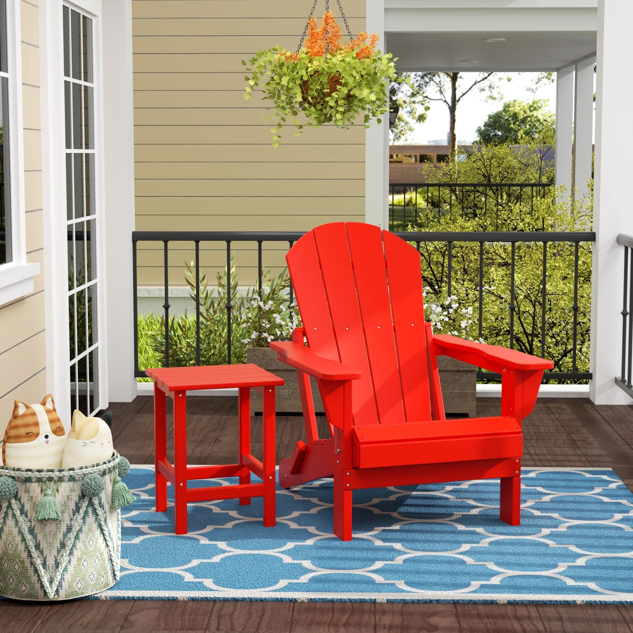 PARADISE 2-Piece Foldable Adirondack Lawn Chair with Patio Side