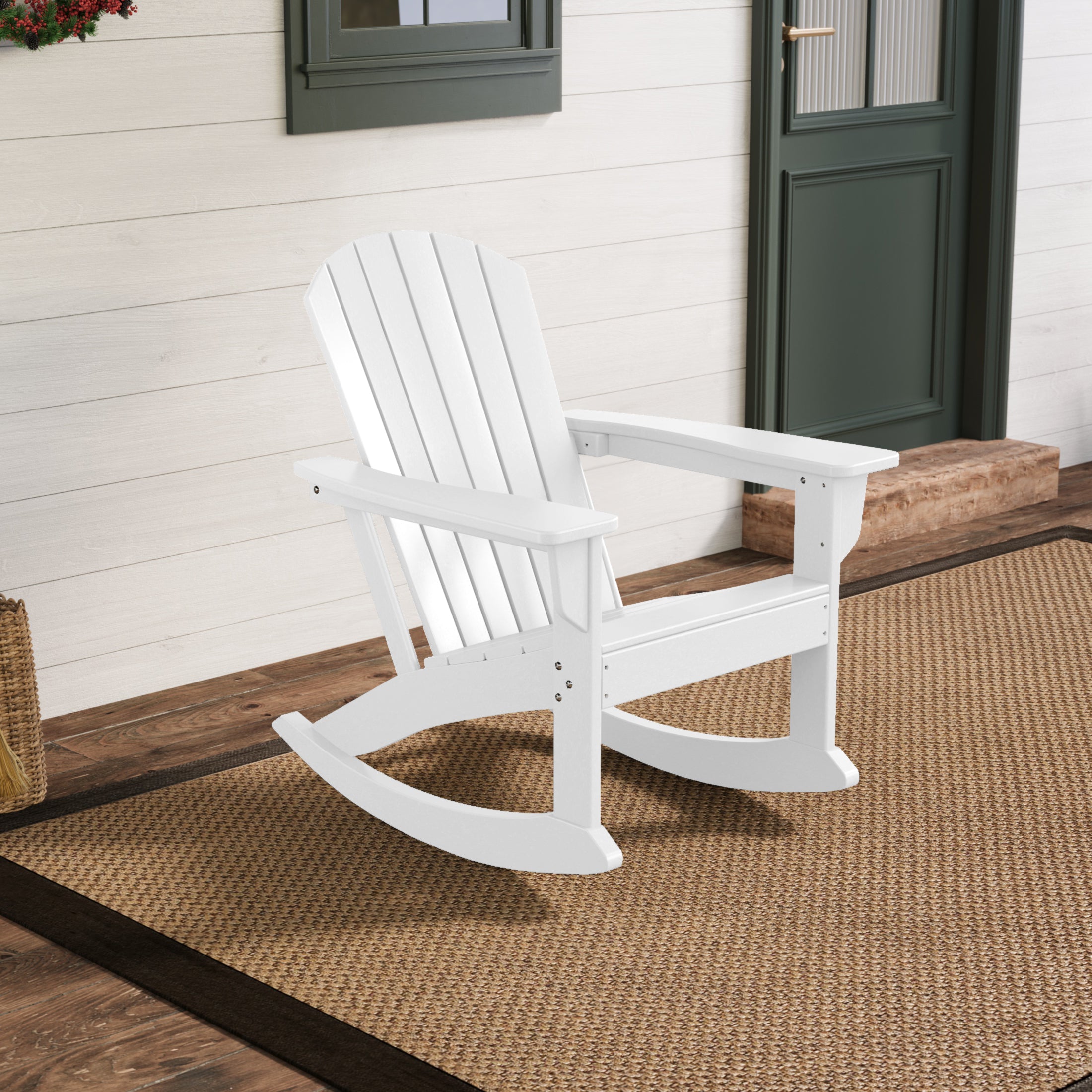 Portside Outdoor Patio Poly Plastic Adirondack Rocking Chair