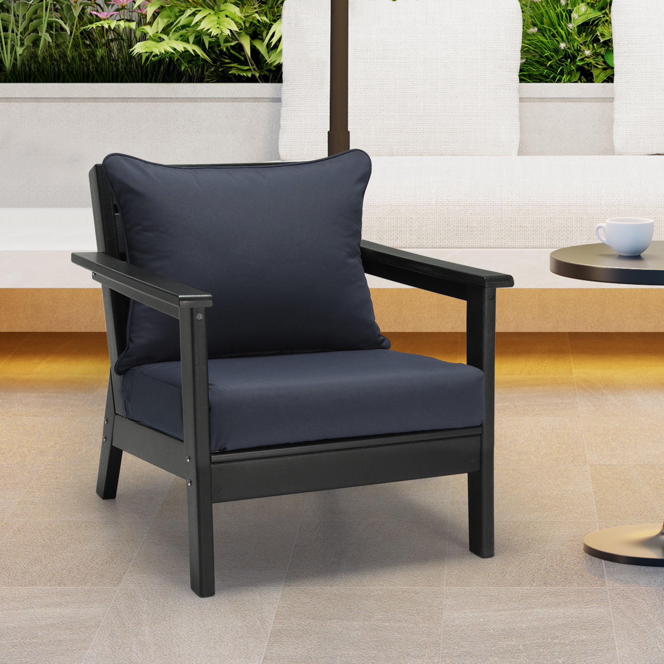 Harmony Water Repellent Outdoor 2-Piece Deep Set Patio Seat Back Chair Cushions, 25" x 25"