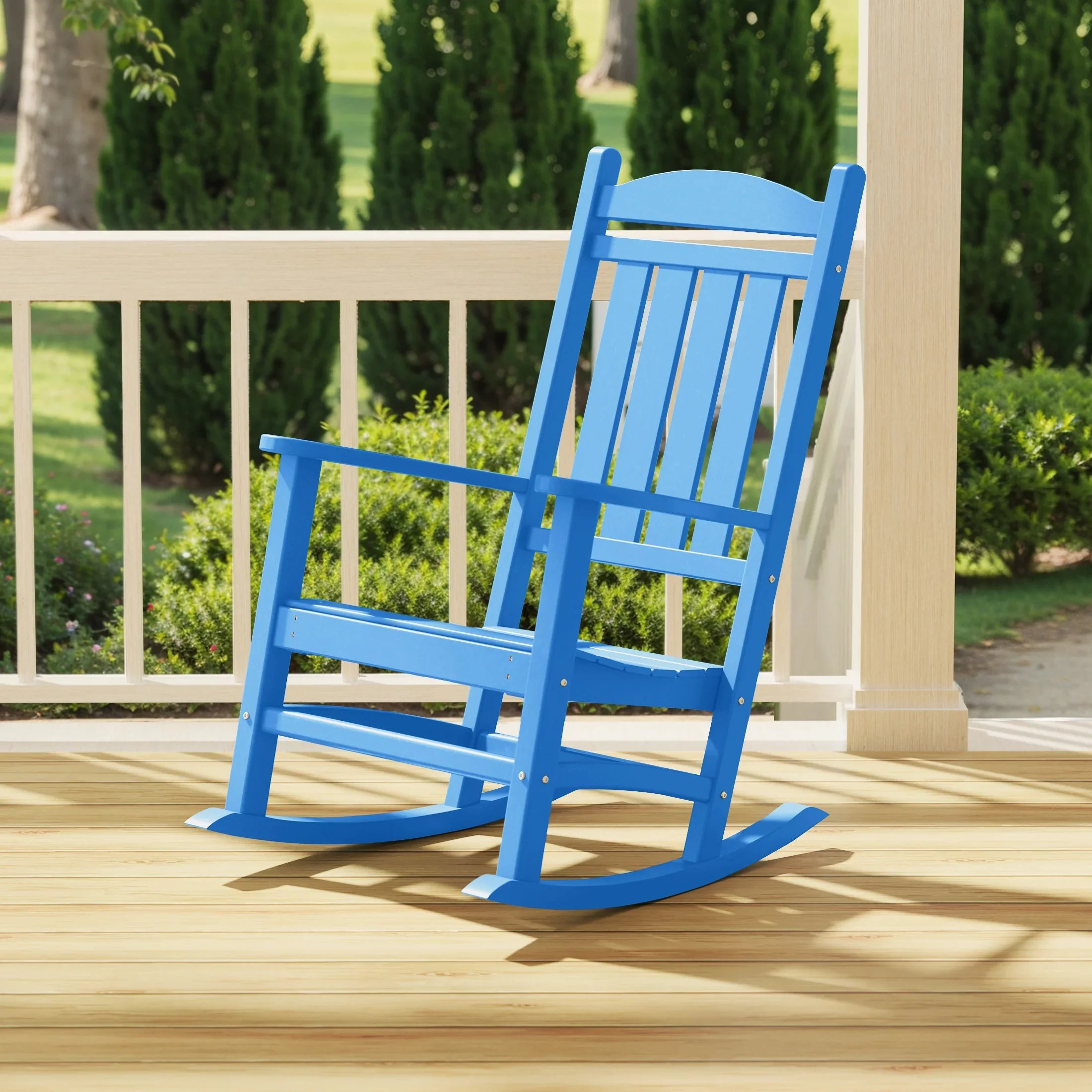 LAKEHOUSE Classic Plastic Porch Rocking Chair, Red
