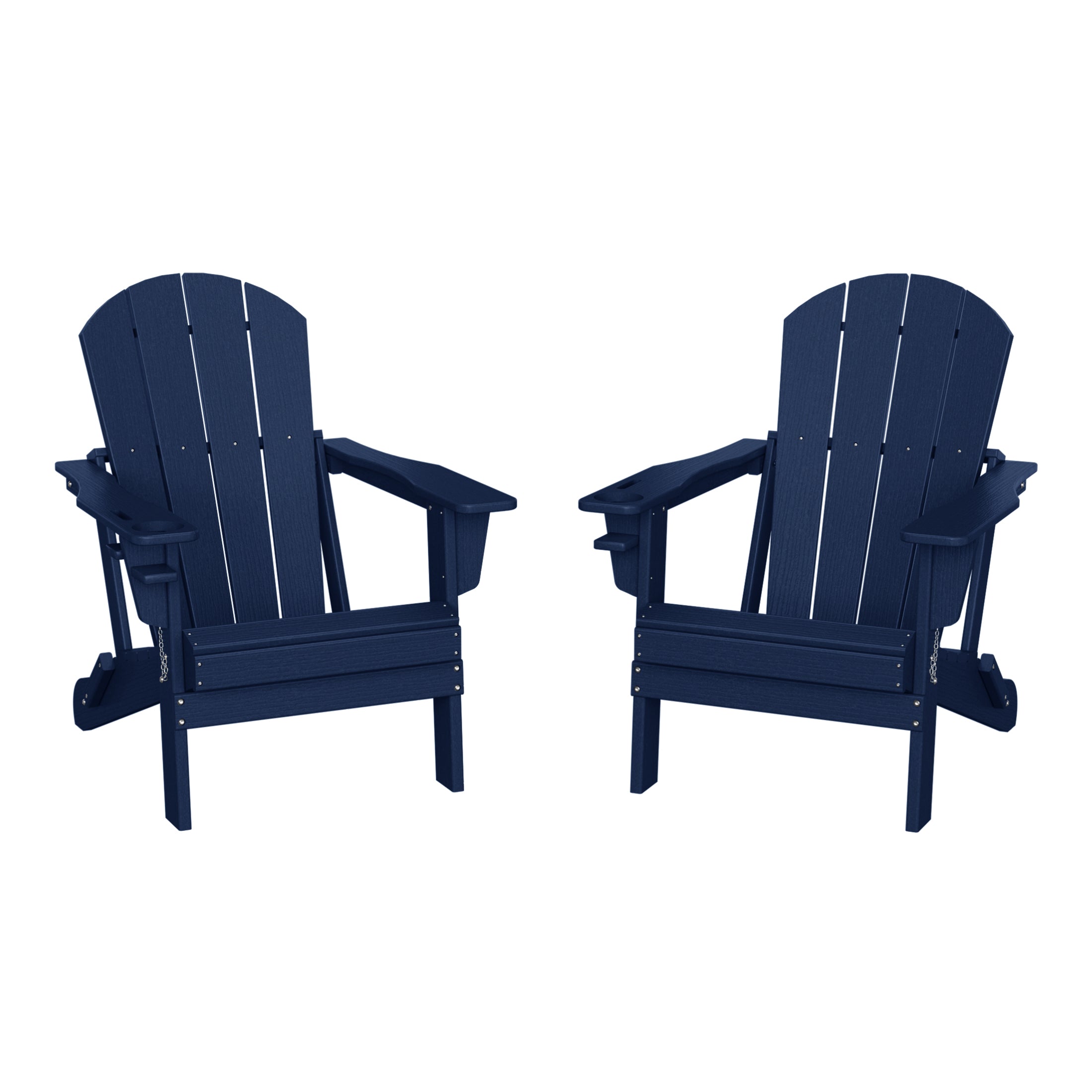 Rockport Outdoor Patio HDPE Resin Folding Adirondack Chairs With Cup Holder and Phone Holder (Set of Two)