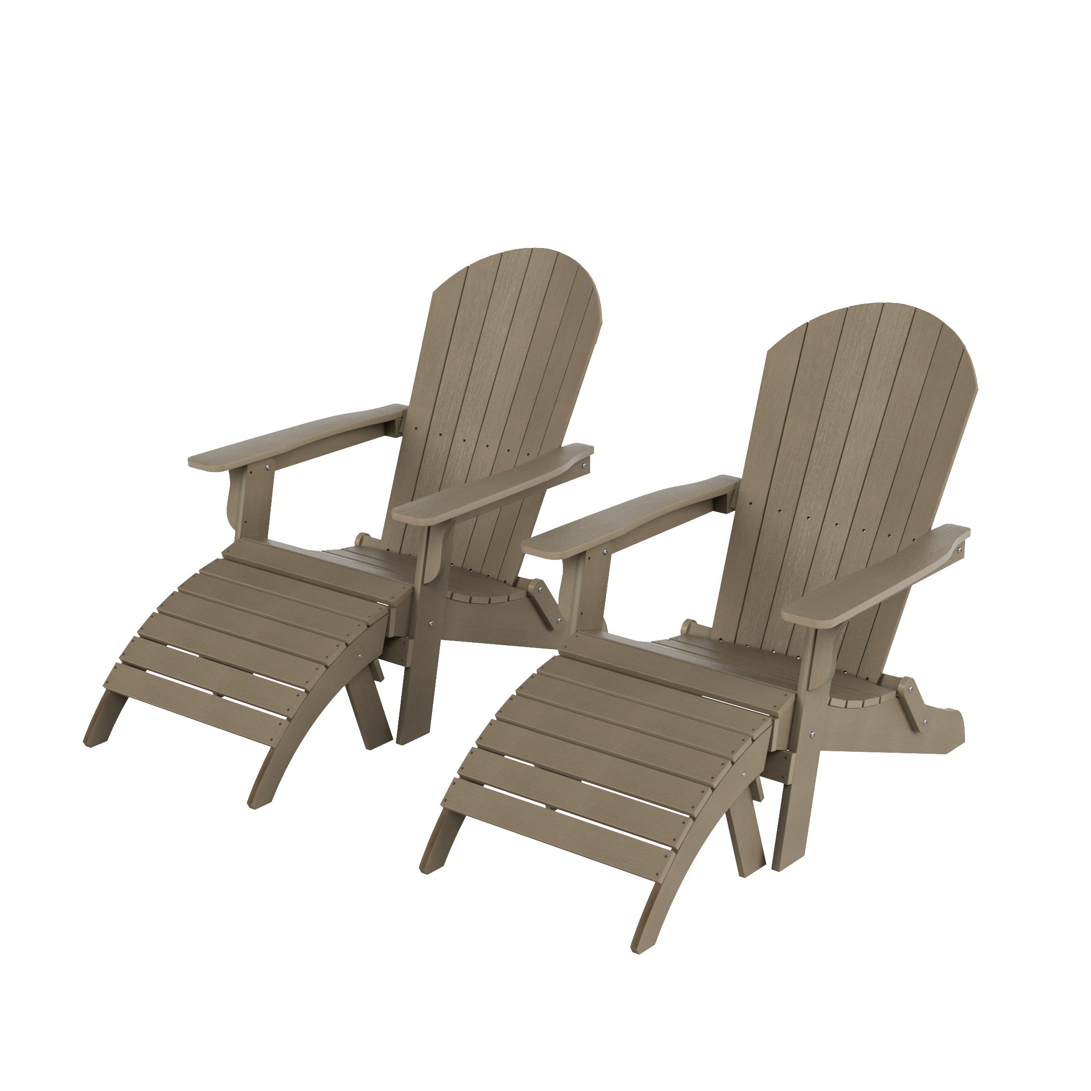 Florence 4-Piece HIPS Outdoor Folding Adirondack Seashell Chair With Folding Ottoman (Set of 2)