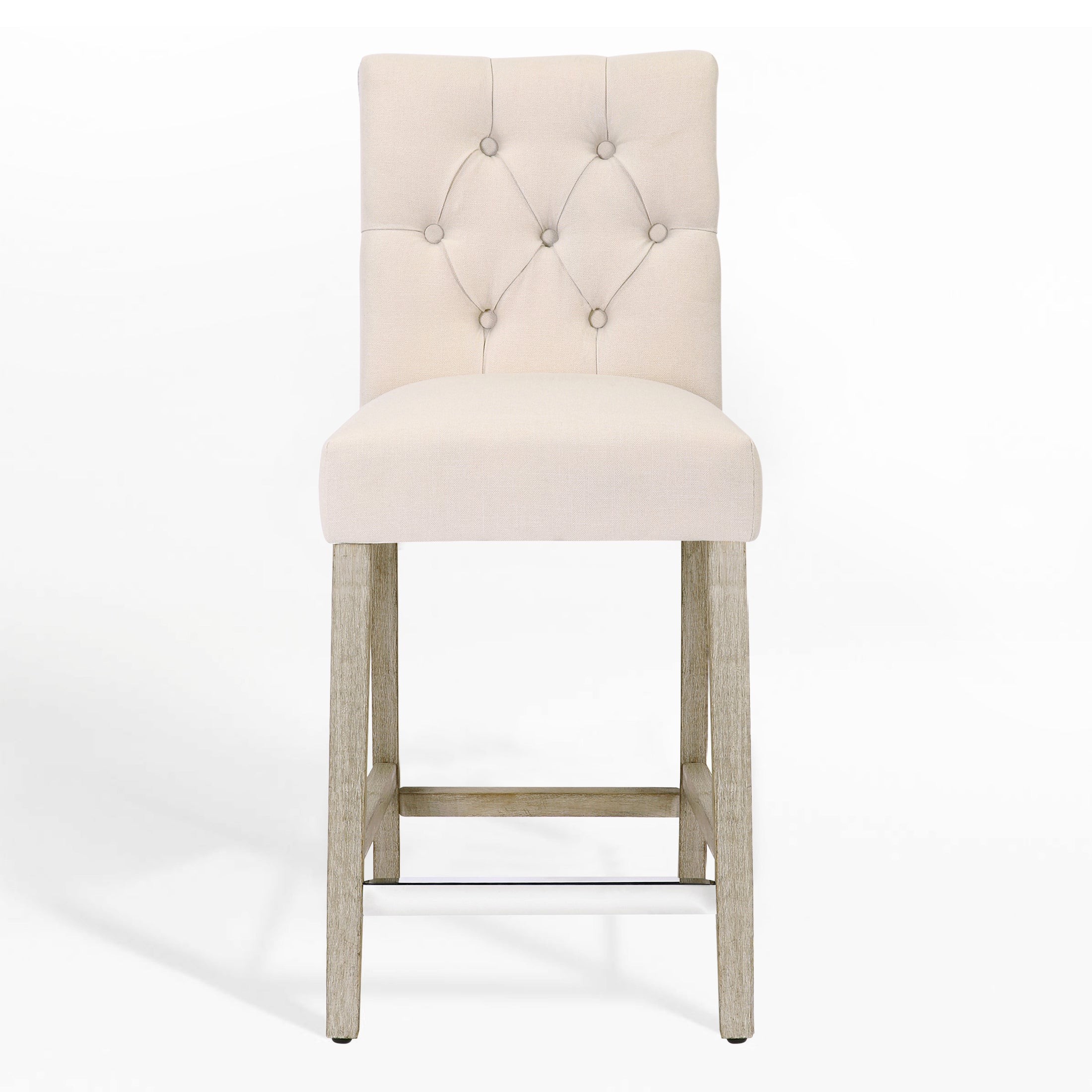 Bellmount 24" Linen Fabric Tufted Counter Stool,Antique Gray
