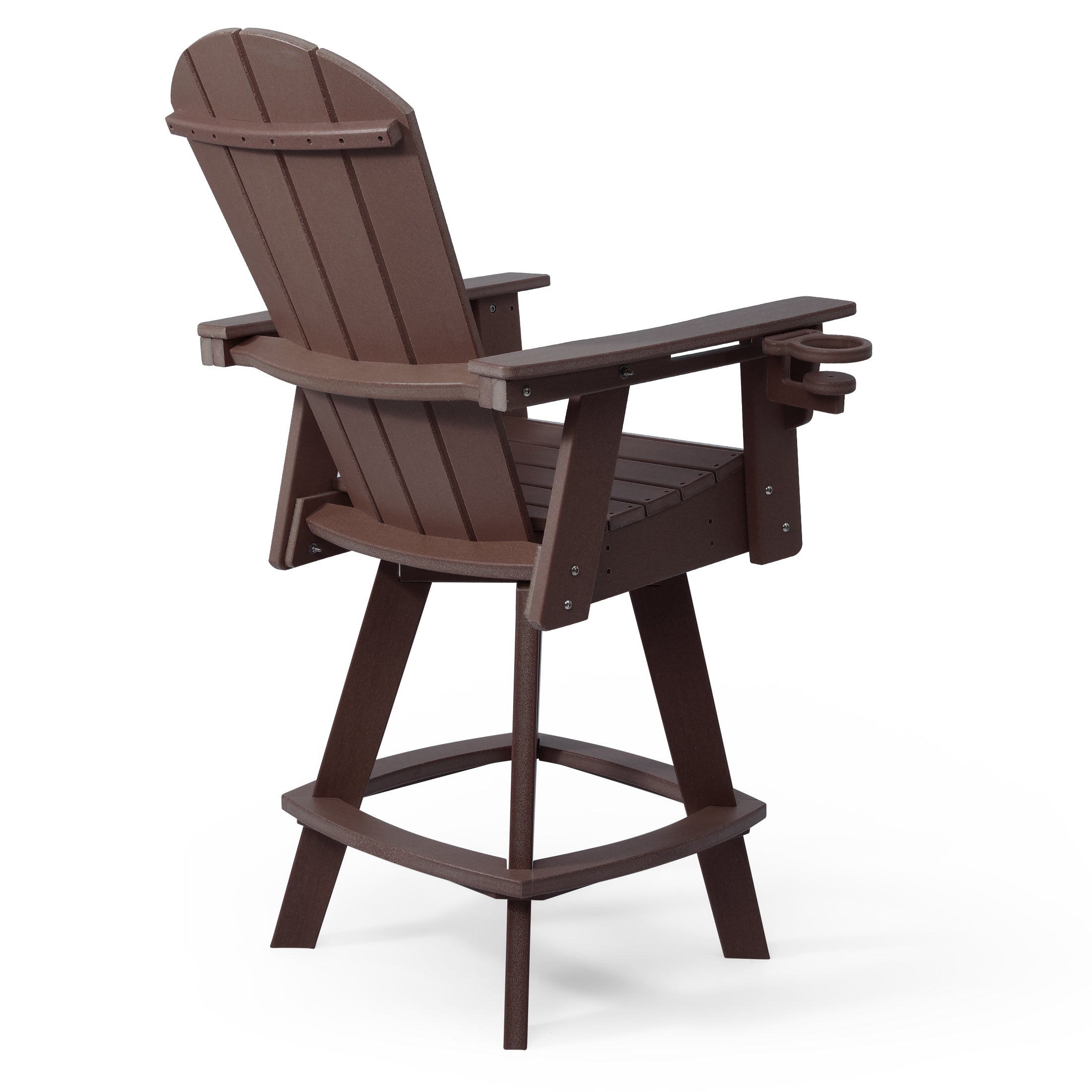 Paradise Outdoor HDPE Swivel Adirondack Bar Height Chair With Cup Holder