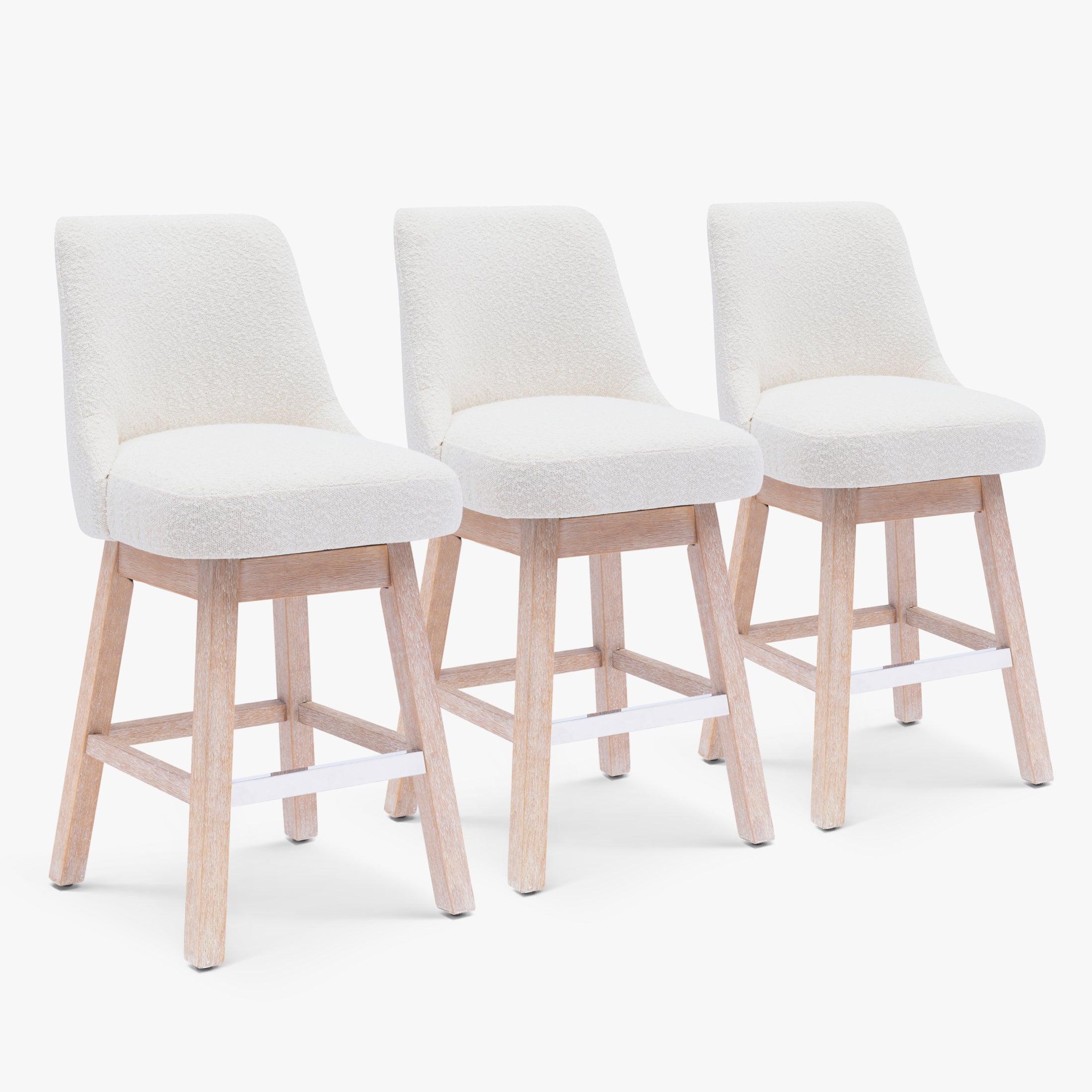 Amélie 26" Upholstered Swivel Counter Height Bar Stools (Set of 3)