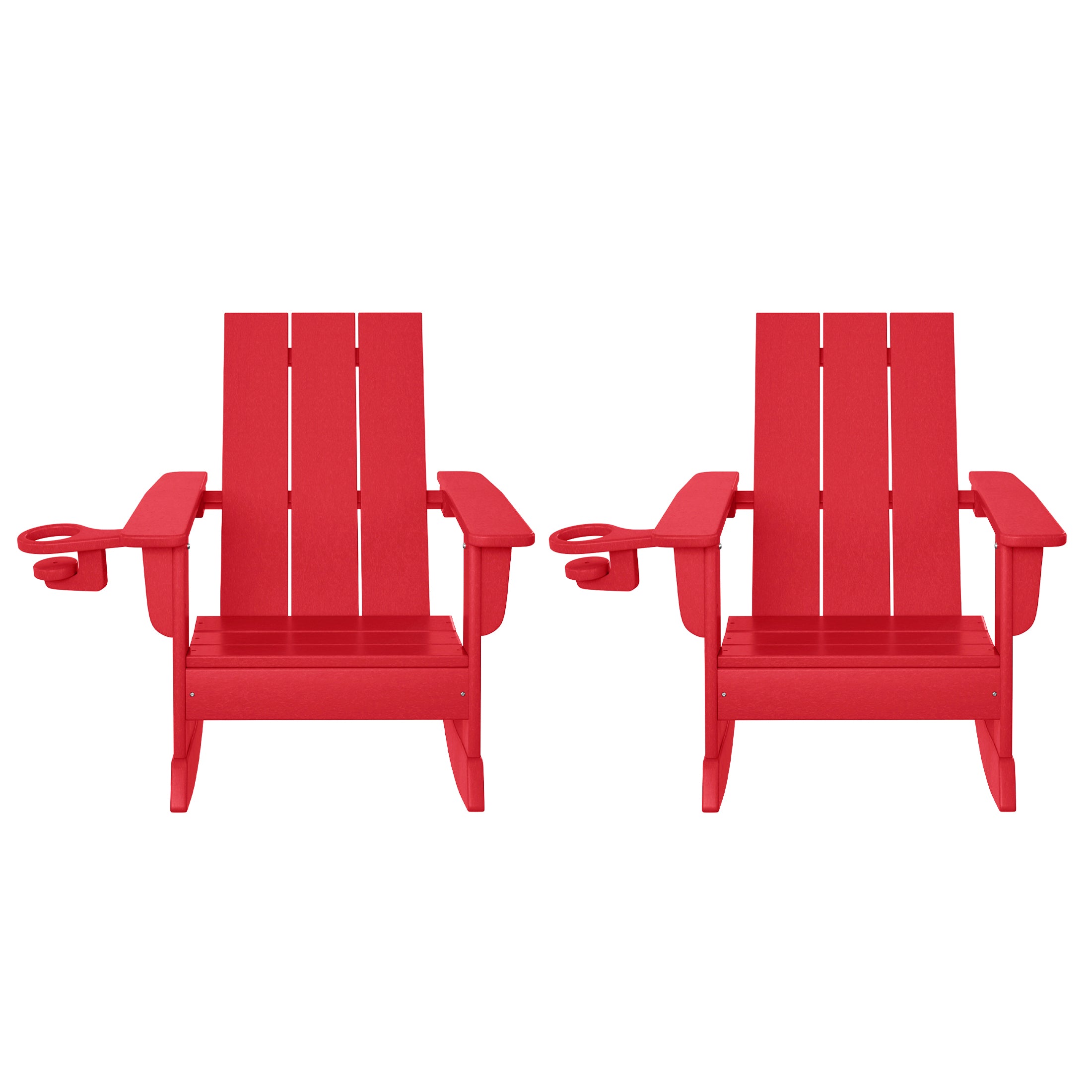 Palms Outdoor HDPE Plastic Preschool Toddler Modern Adirondack Rocking Chairs (Set of 2)