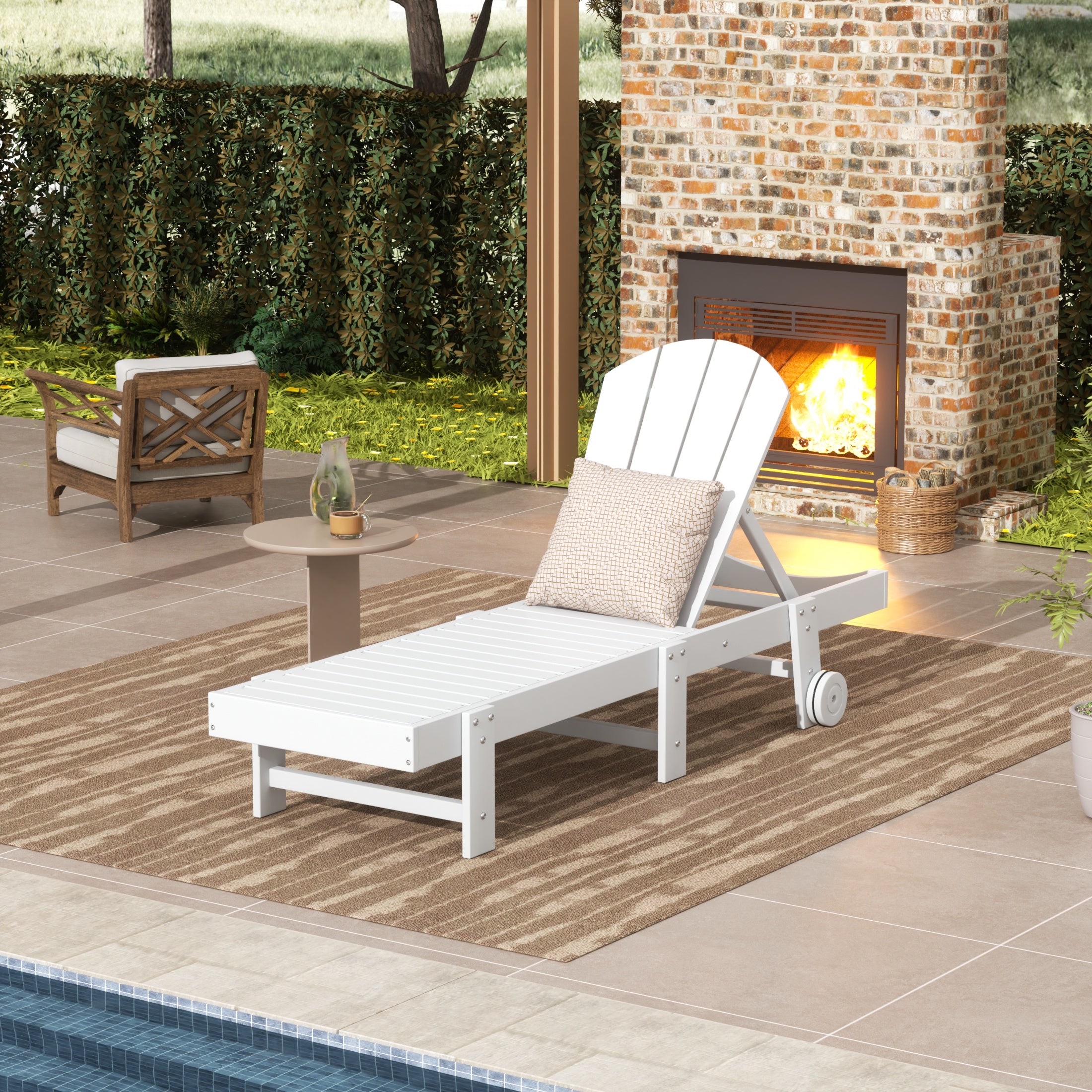 Paradise Adirondack Poly Reclining Chaise Lounge With Wheels