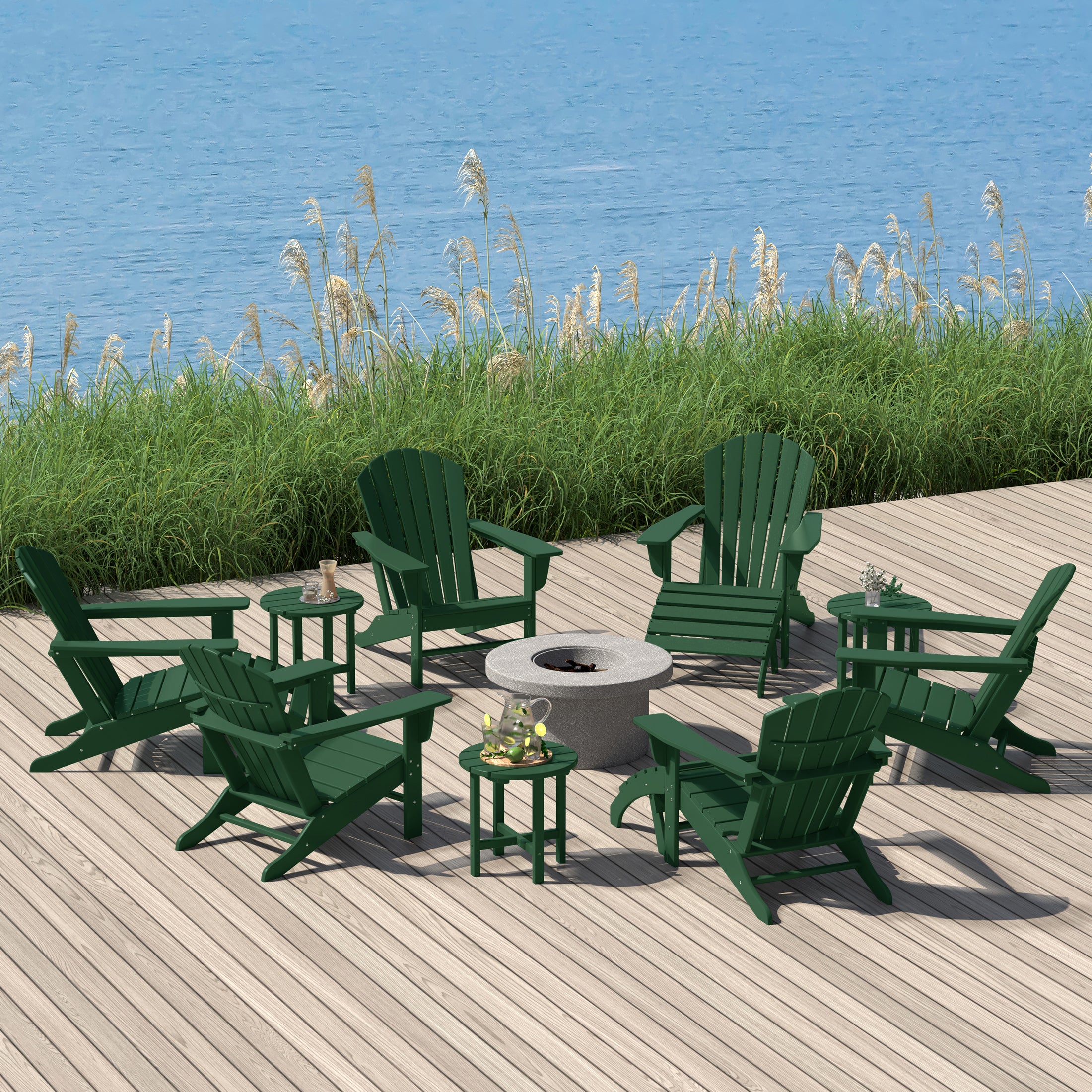 Portside 12 Piece Outdoor Adirondack Chair With Ottoman And Side Table