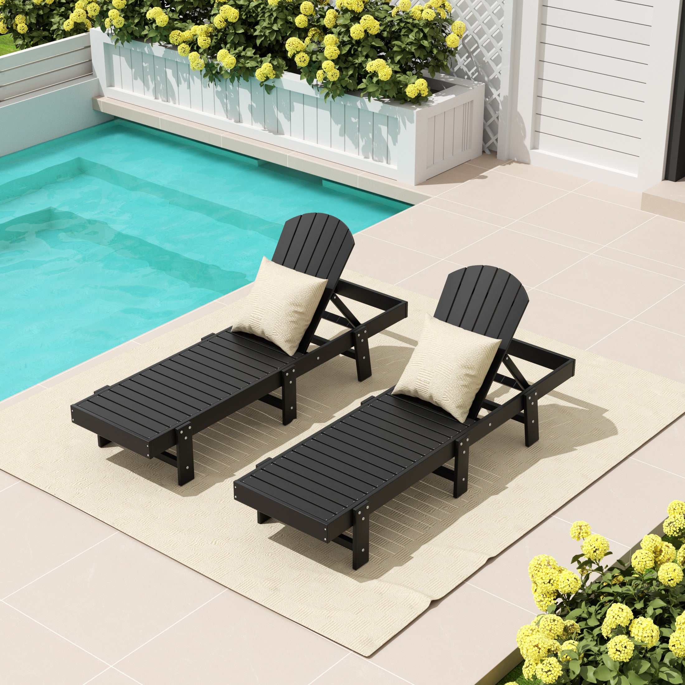 Portside Classic Adirondack Poly Reclining Chaise Lounge