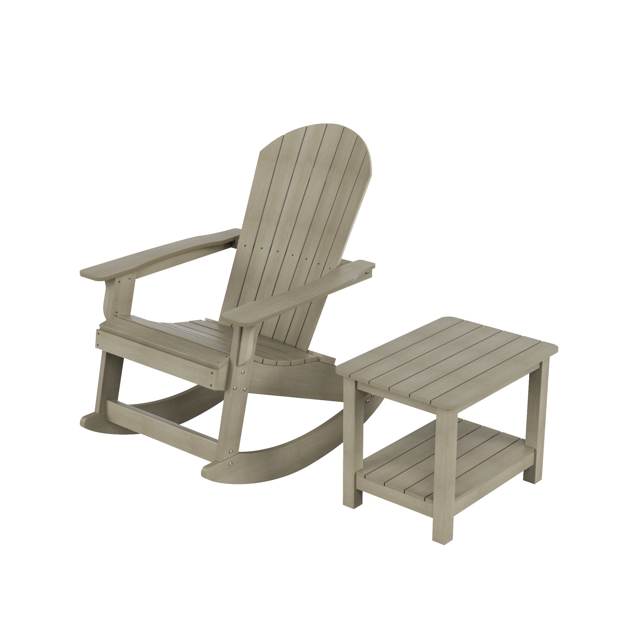 Florence 2-Piece HIPS Outdoor Rocking Adirondack Chair With Side Table