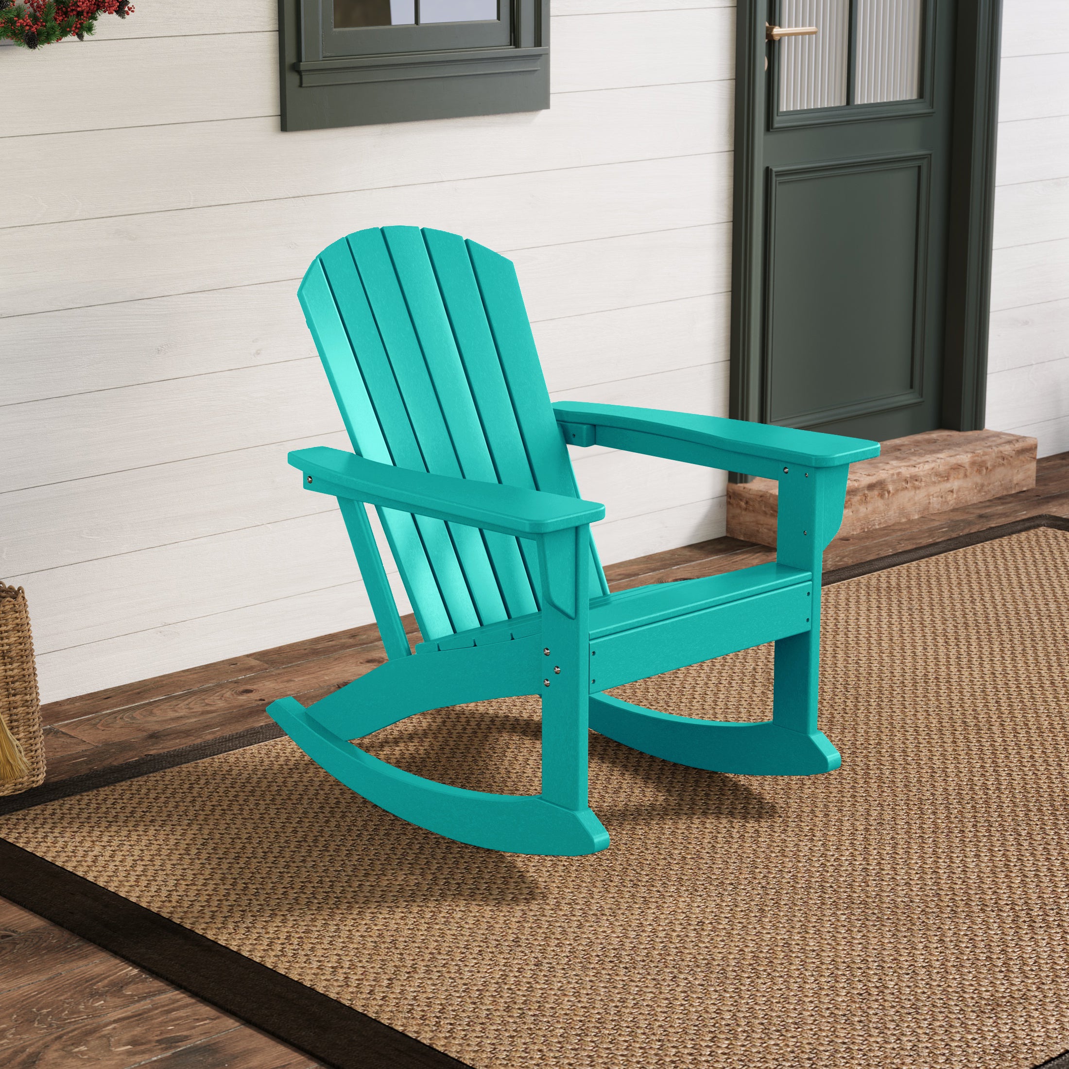 Portside Outdoor Patio Poly Plastic Adirondack Rocking Chair