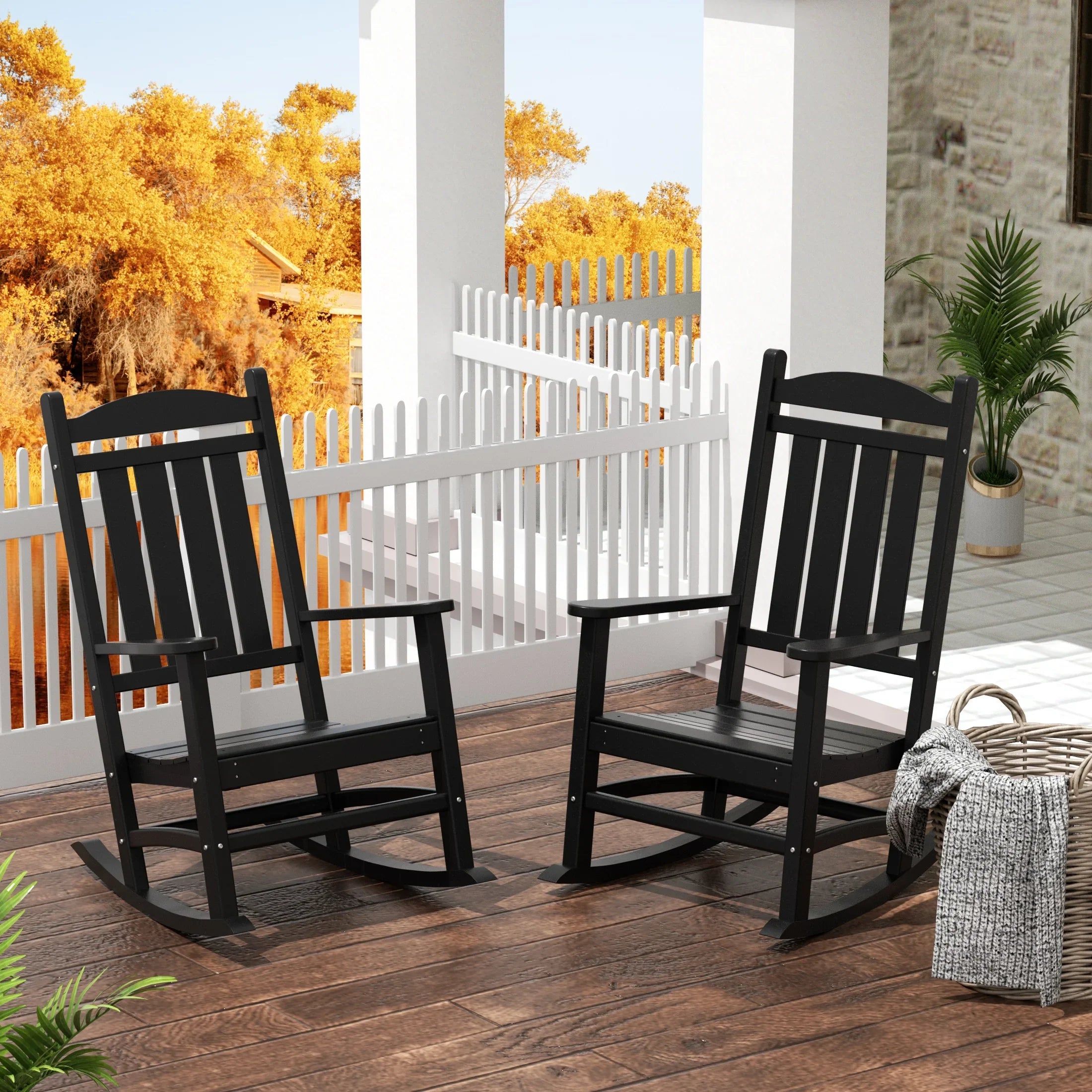 LAKEHOUSE Classic Plastic Outdoor Porch Rocking Chairs (Set of 2 ...