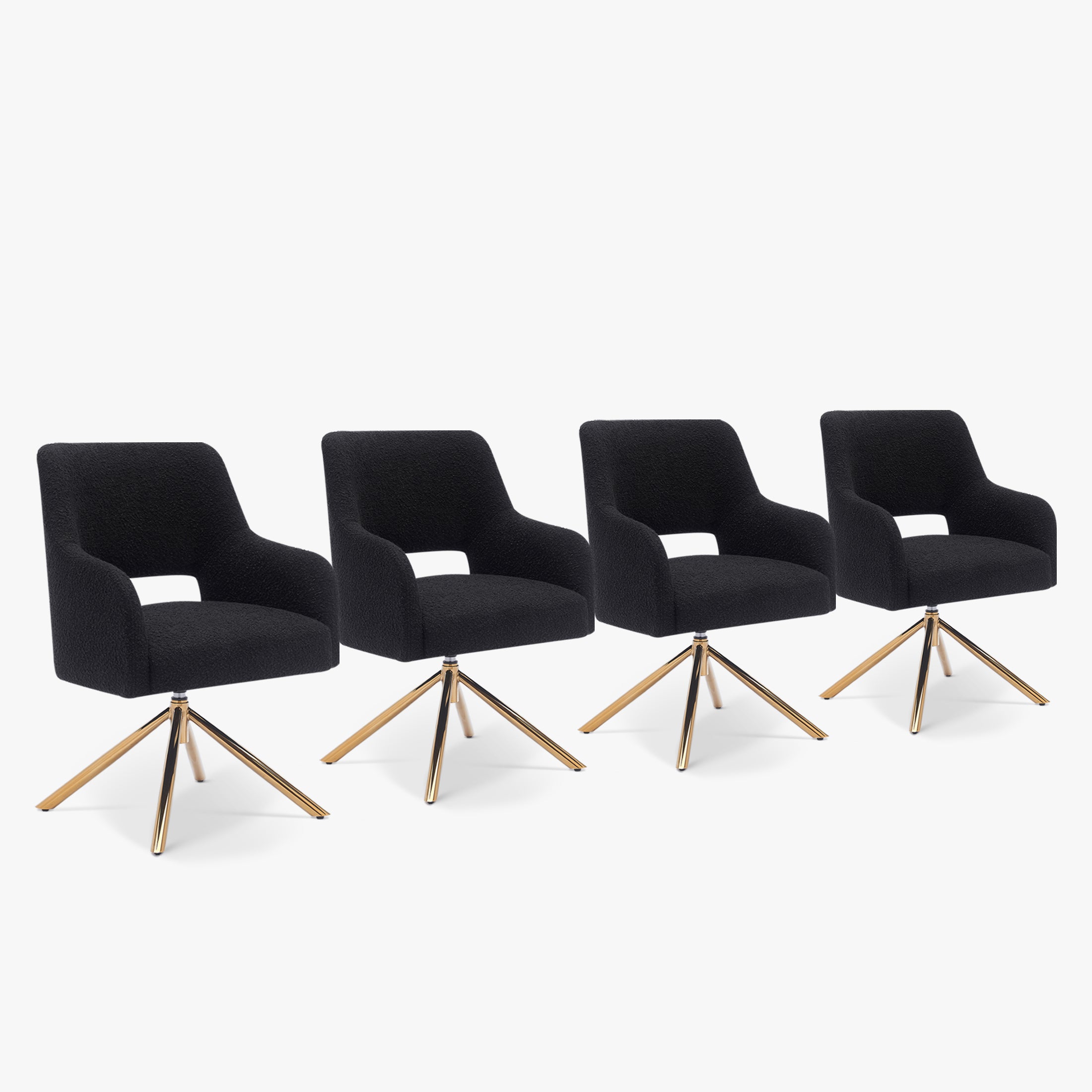 Amélie Mid-Century Modern Wide Boucle Swivel Accent Arm Chair (Set of 4)