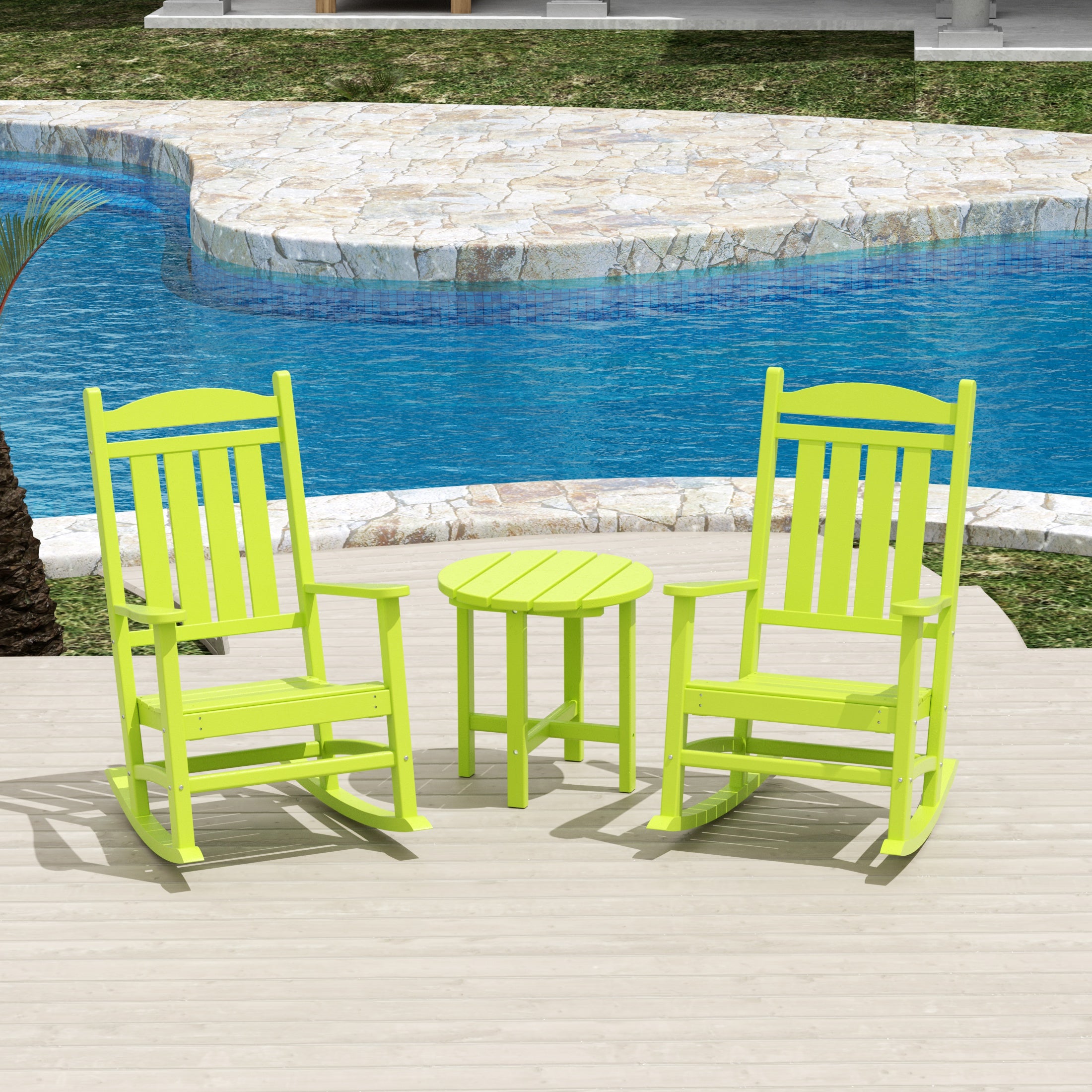 Paradise 3-Piece set Outdoor / Patio rocking chairs with a side table ( 2 seater )