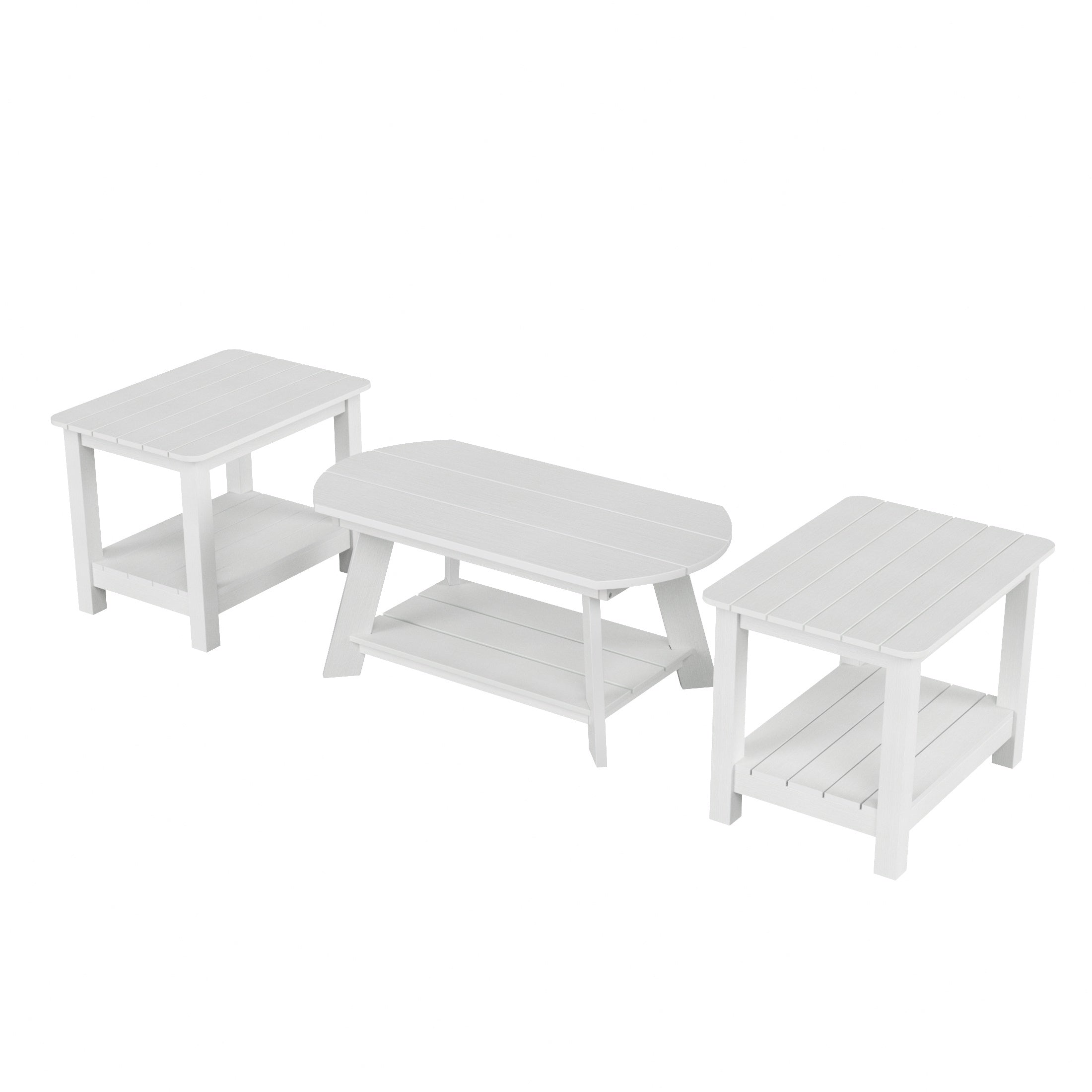Florence 3-Piece HIPS Outdoor Adirondack Coffee Table and Two Side Table Set