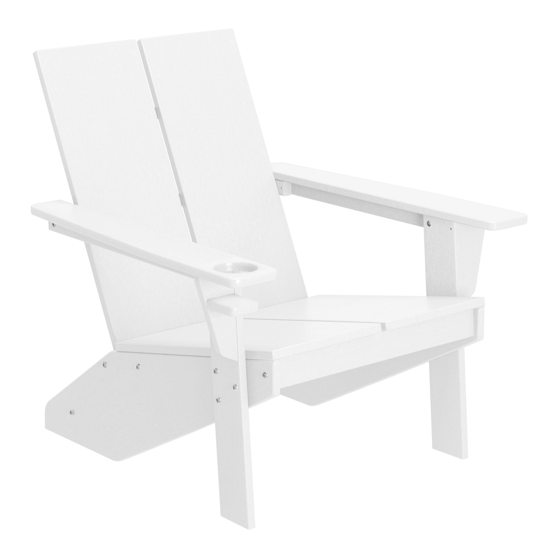 Seaview Outdoor 4-Piece HDPE Modern Adirondack Chairs Set with Folding Patio Ottomans and Cup Holder