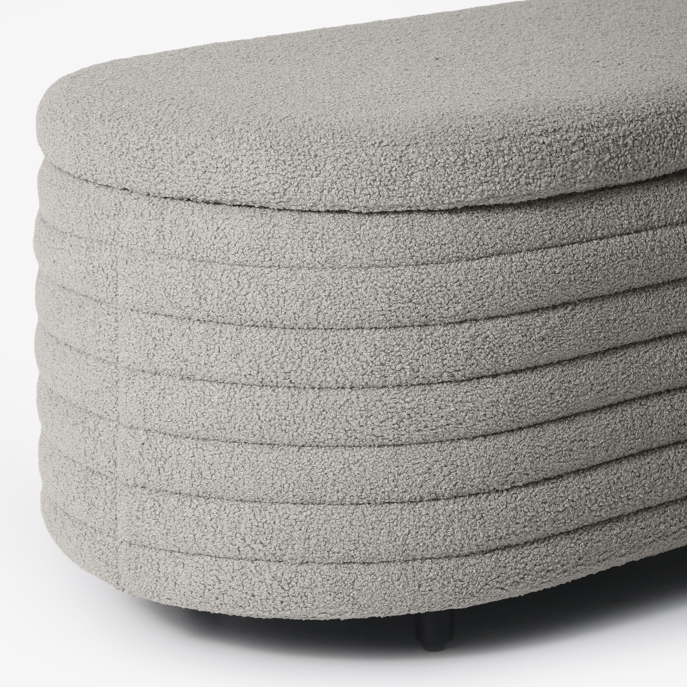 Celine 54" Wide Mid-Century Modern Upholstered Teddy Sherpa Tufted Oval Storage Ottoman Bench