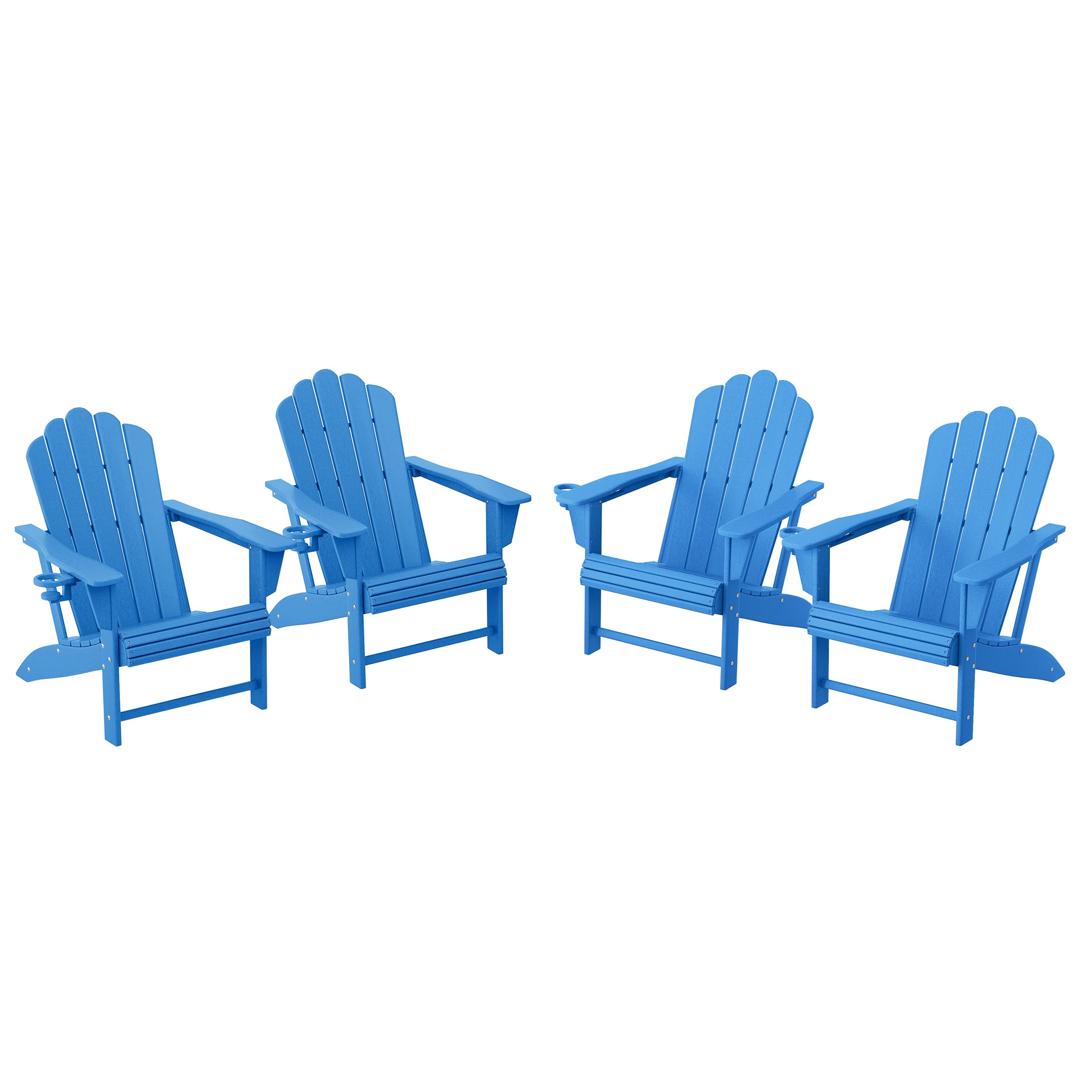 Lakeview Outdoor Patio HDPE Adirondack Chairs With Cup Holders (Set of 4)