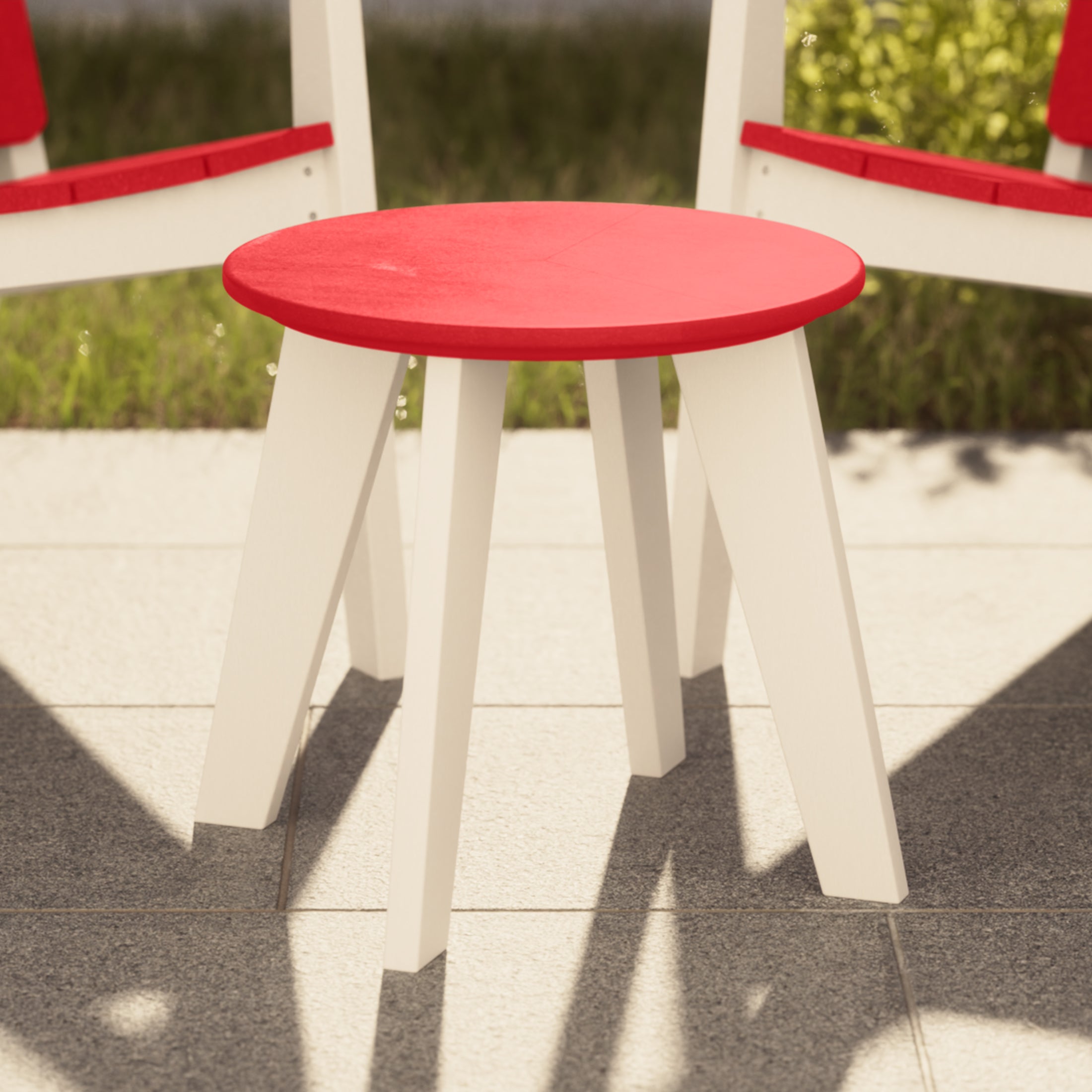 Seaside HDPE Plastic Outdoor Round Adirondack Patio Side Table