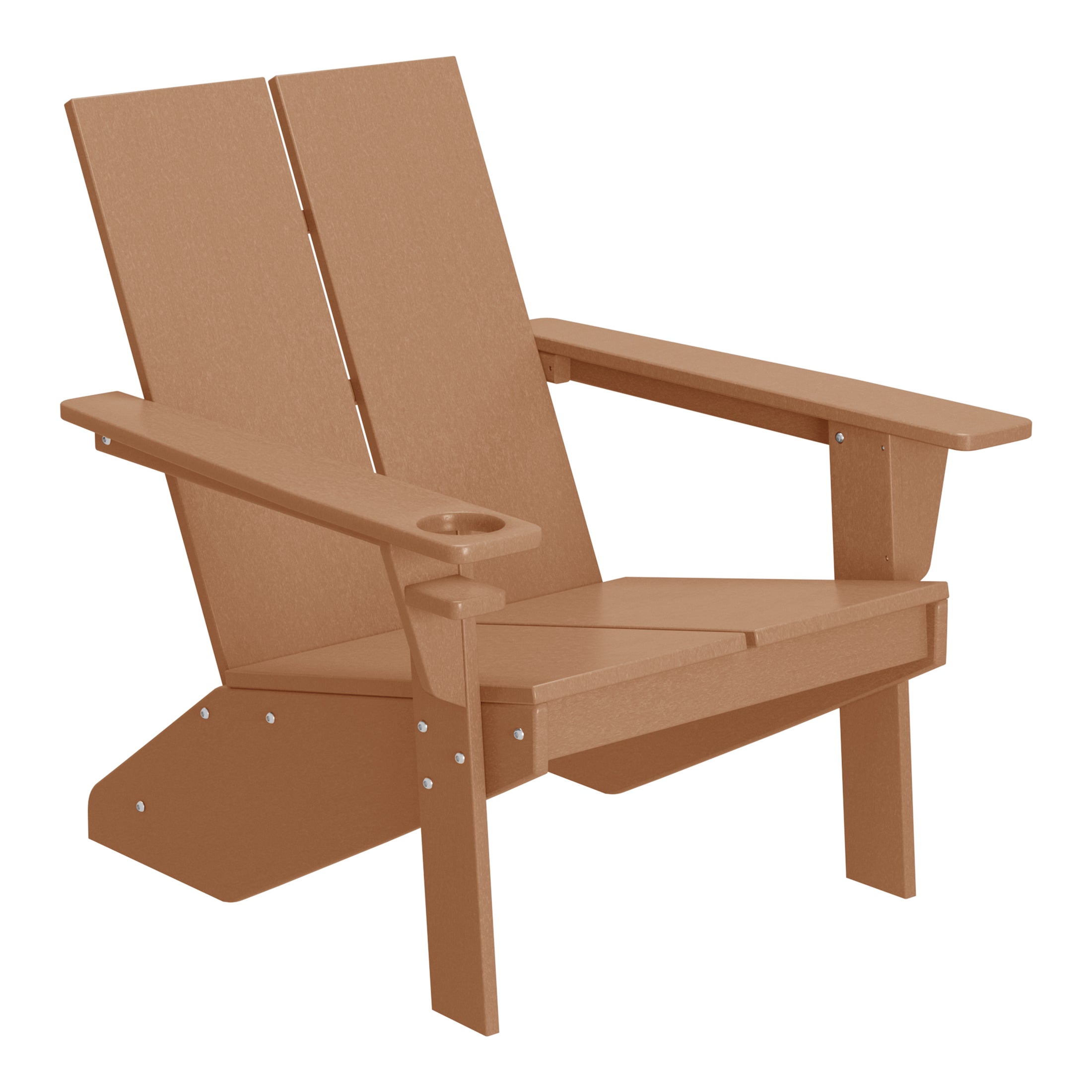 Seaview Outdoor 4-Piece HDPE Modern Adirondack Chairs Set with Folding Patio Ottomans and Cup Holder