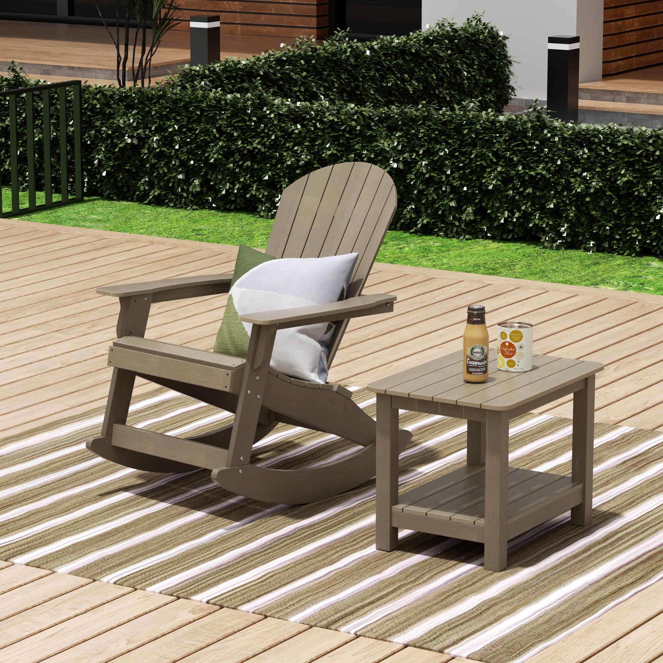 Florence 2-Piece HIPS Adirondack Rocking Chair and Side Table Set - Costaelm