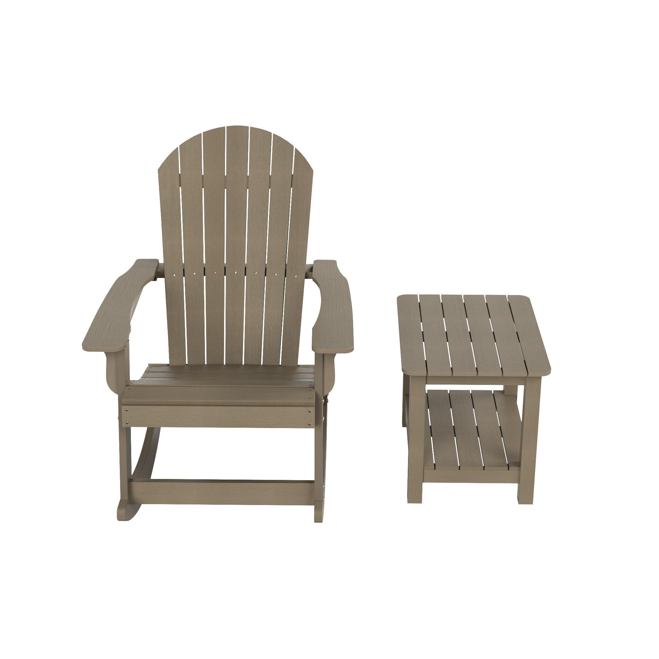 Florence 2-Piece HIPS Adirondack Rocking Chair and Side Table Set - Costaelm