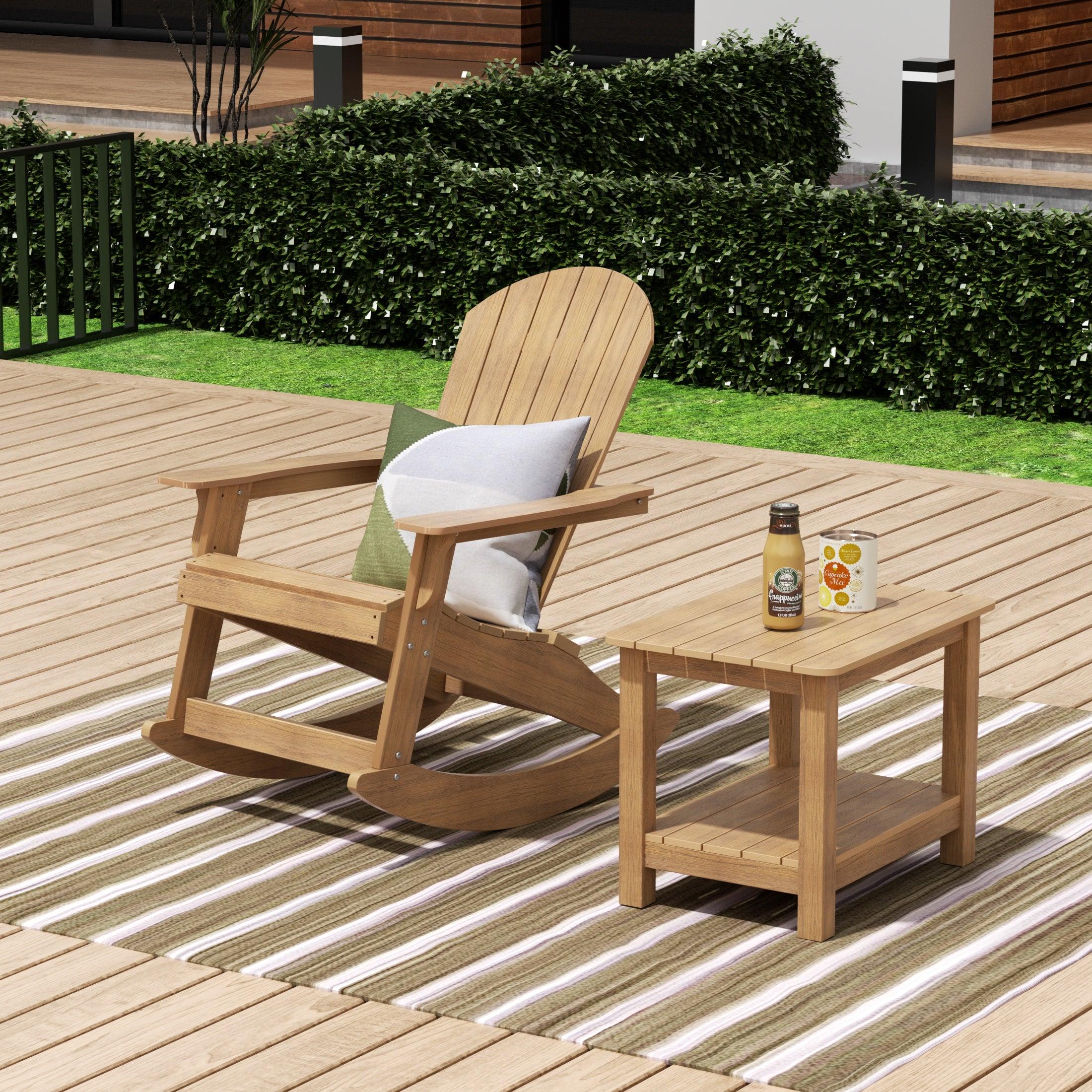 Florence 2-Piece HIPS Adirondack Rocking Chair and Side Table Set - Costaelm