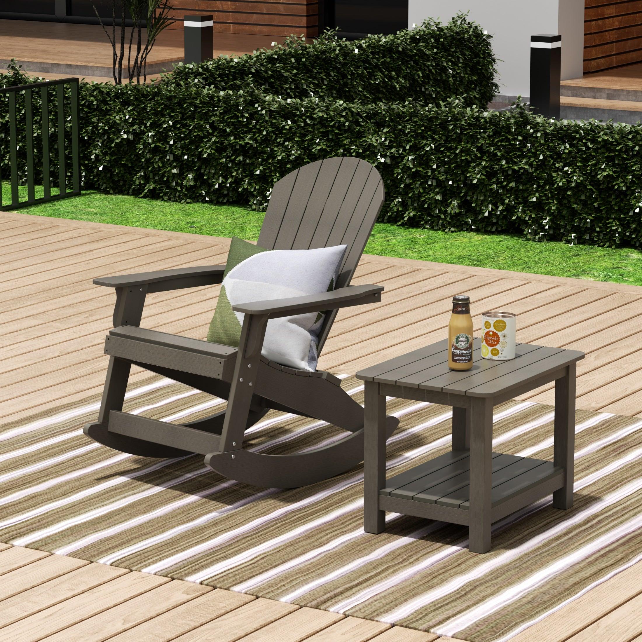 Florence 2-Piece HIPS Adirondack Rocking Chair and Side Table Set - Costaelm