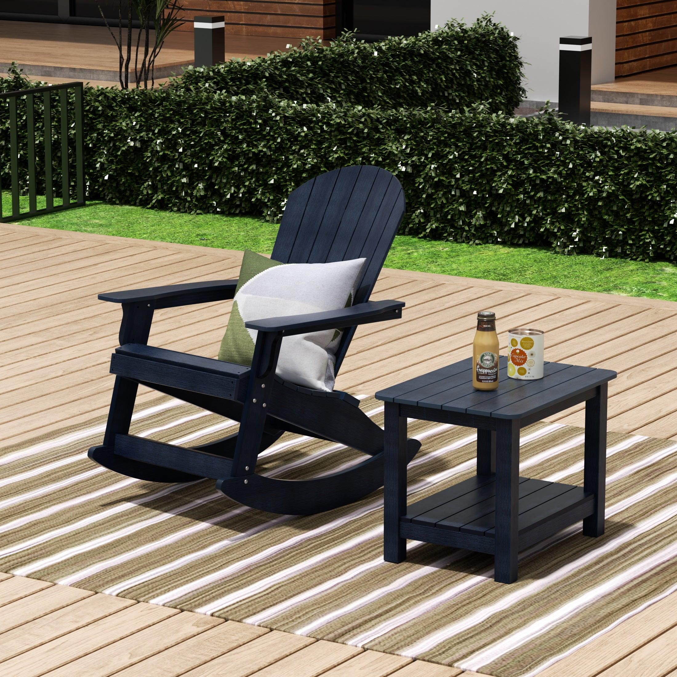 Florence 2-Piece HIPS Adirondack Rocking Chair and Side Table Set - Costaelm