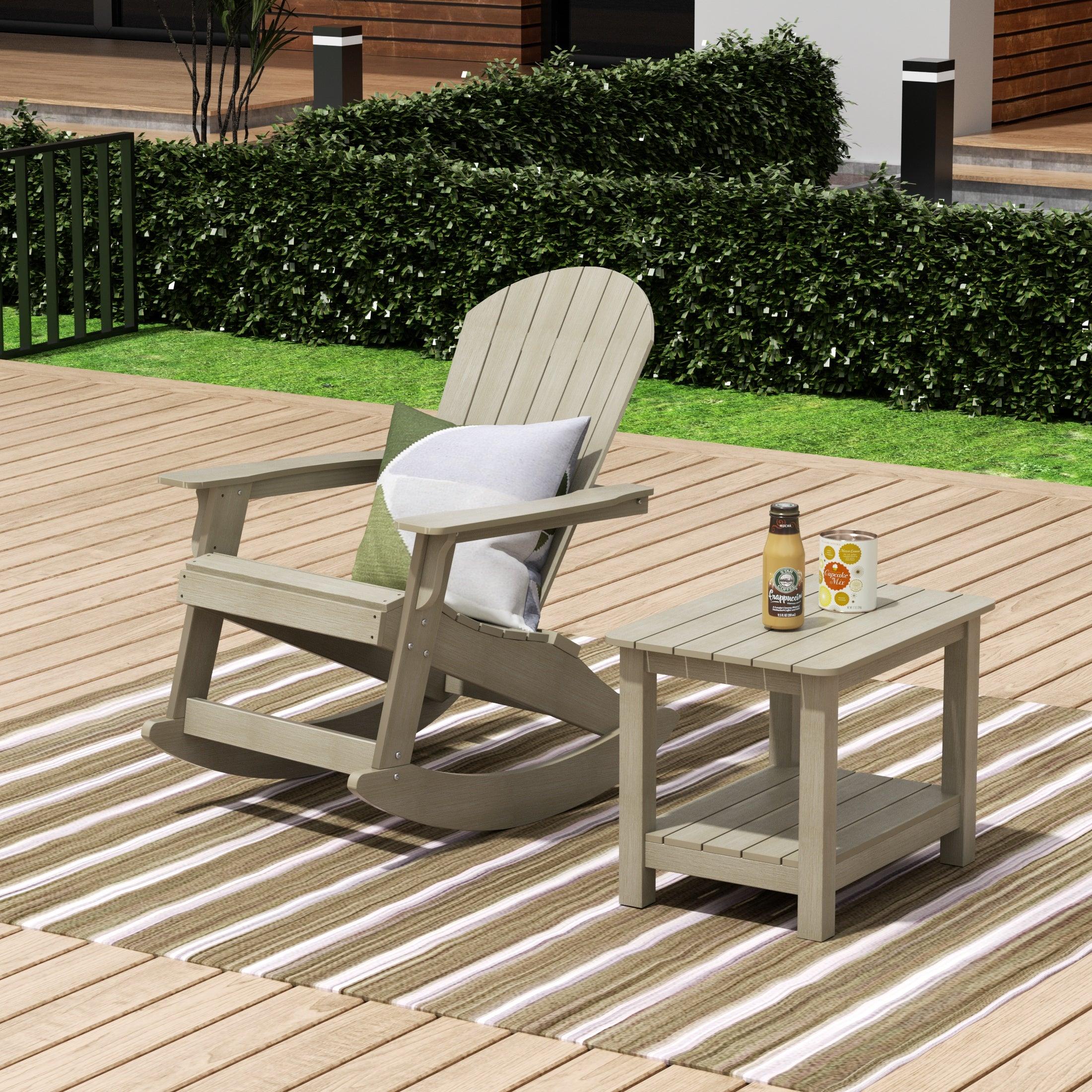 Florence 2-Piece HIPS Adirondack Rocking Chair and Side Table Set - Costaelm