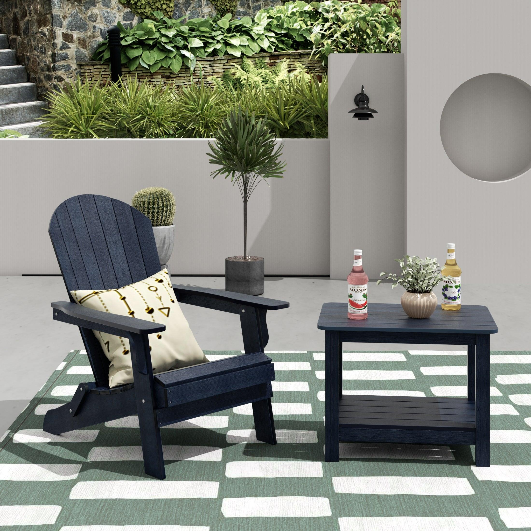 Florence HIPS Folding Adirondack Chair with Side Table Set - Costaelm