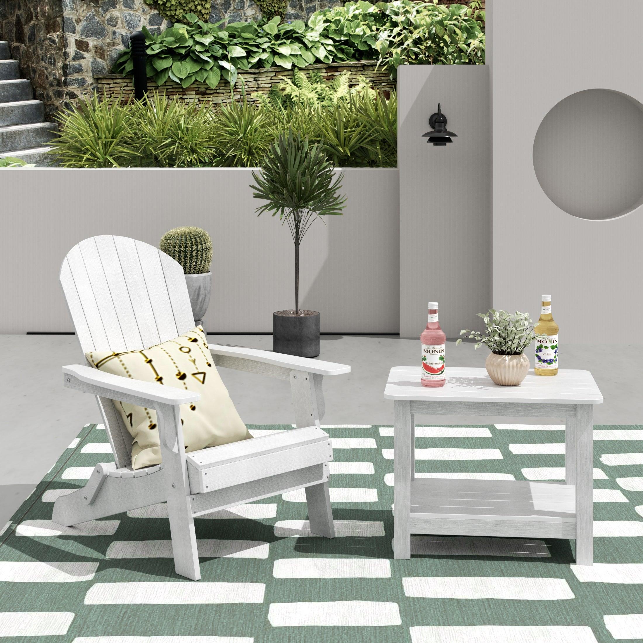 Florence HIPS Folding Adirondack Chair with Side Table Set - Costaelm