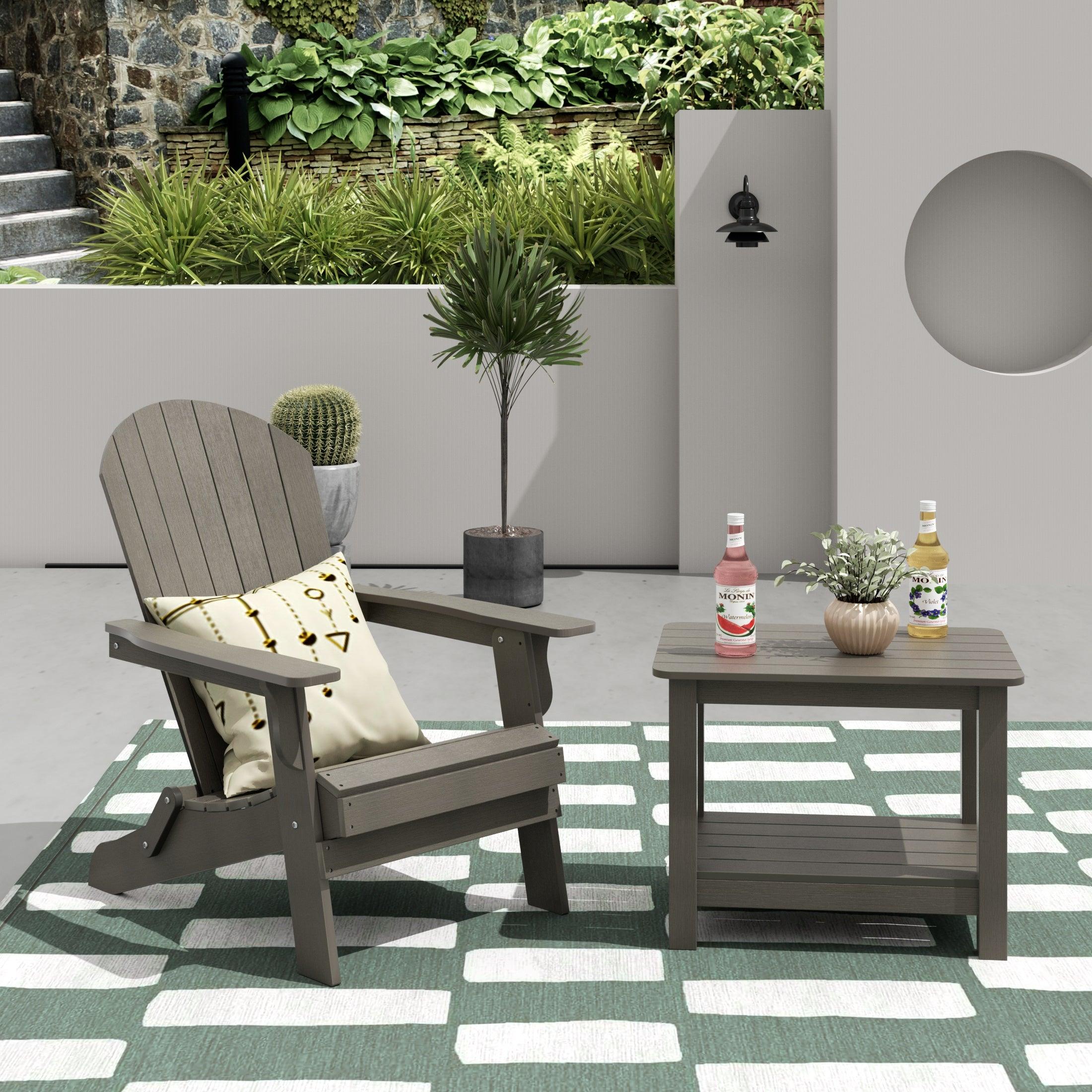 Florence HIPS Folding Adirondack Chair with Side Table Set - Costaelm