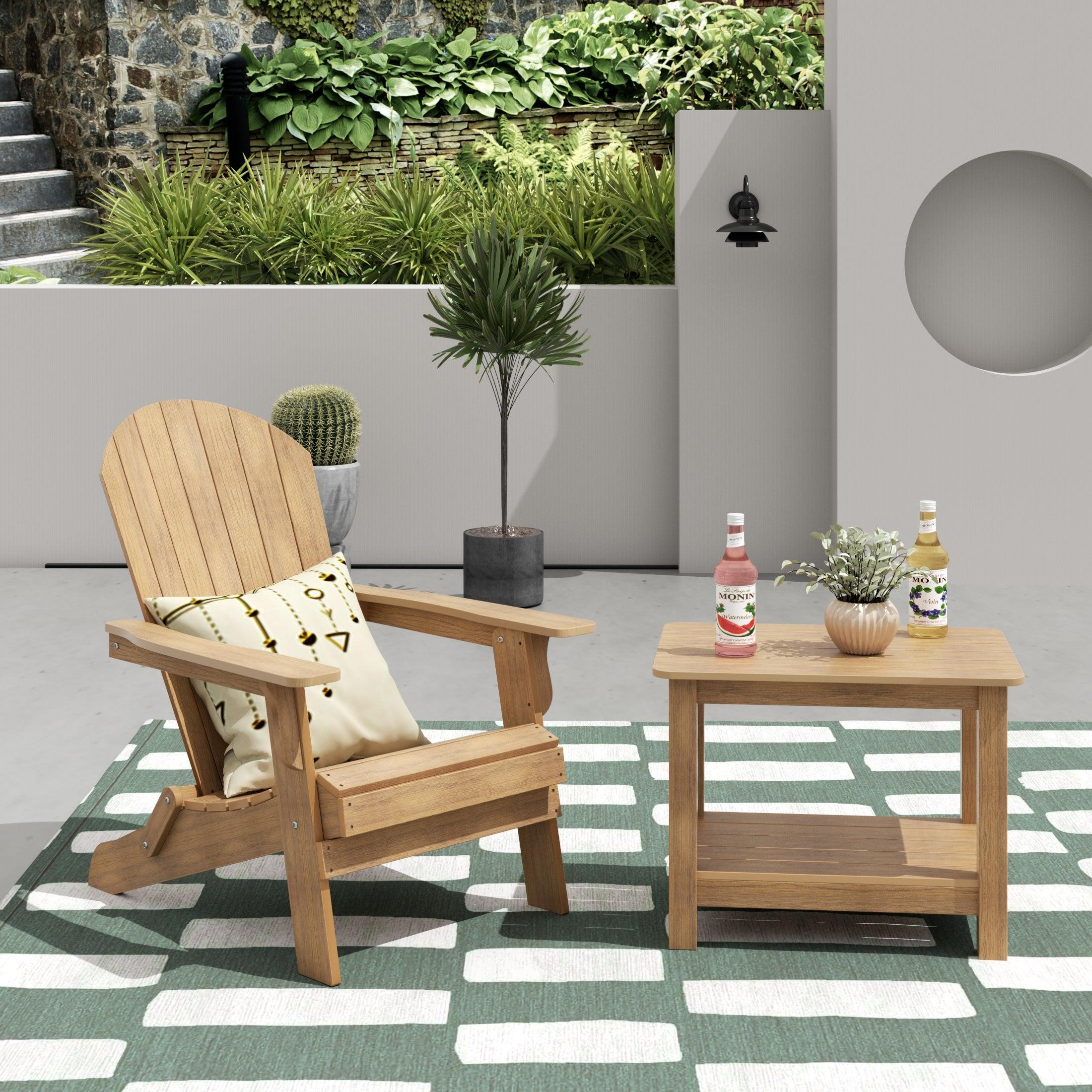 Florence HIPS Folding Adirondack Chair with Side Table Set - Costaelm