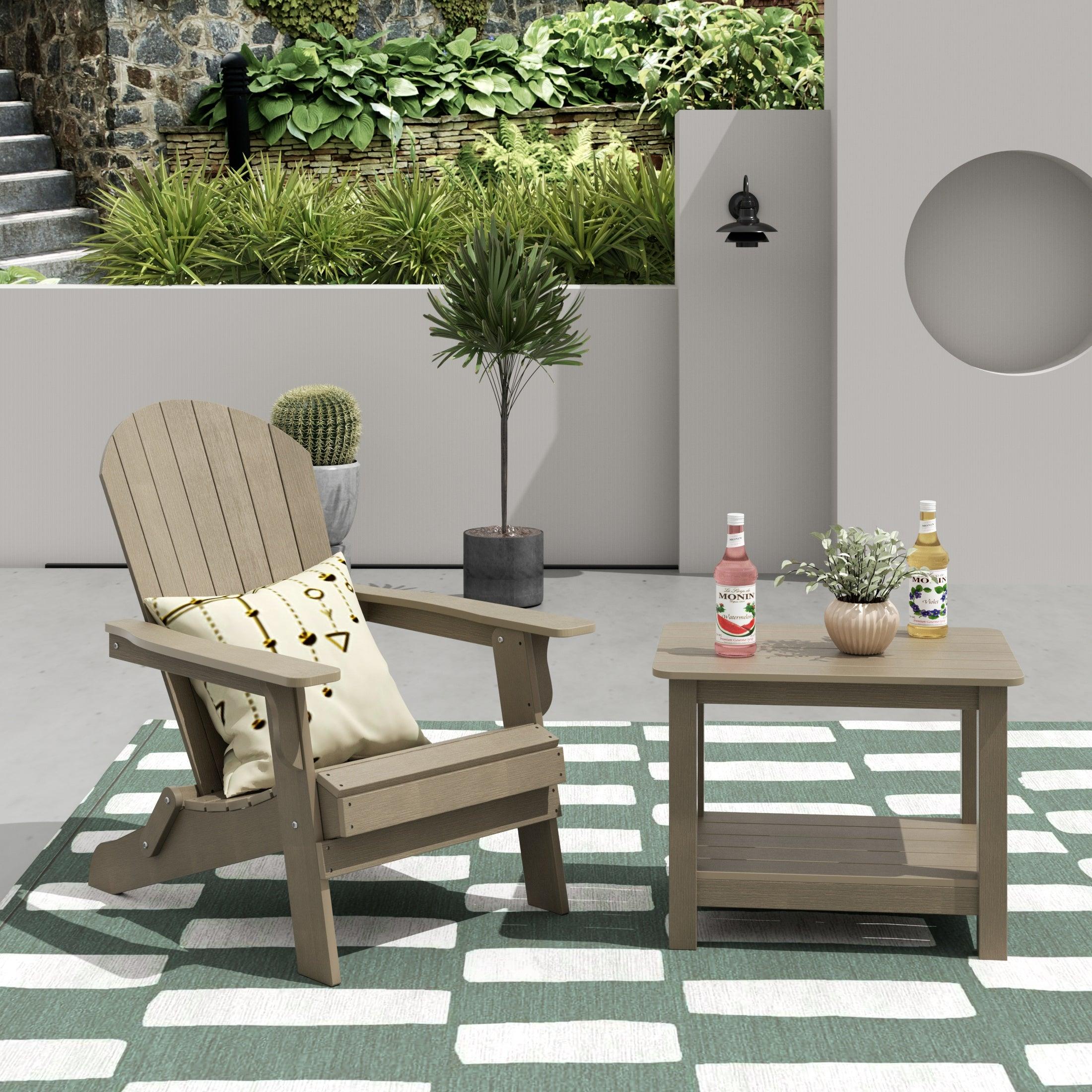Florence HIPS Folding Adirondack Chair with Side Table Set - Costaelm