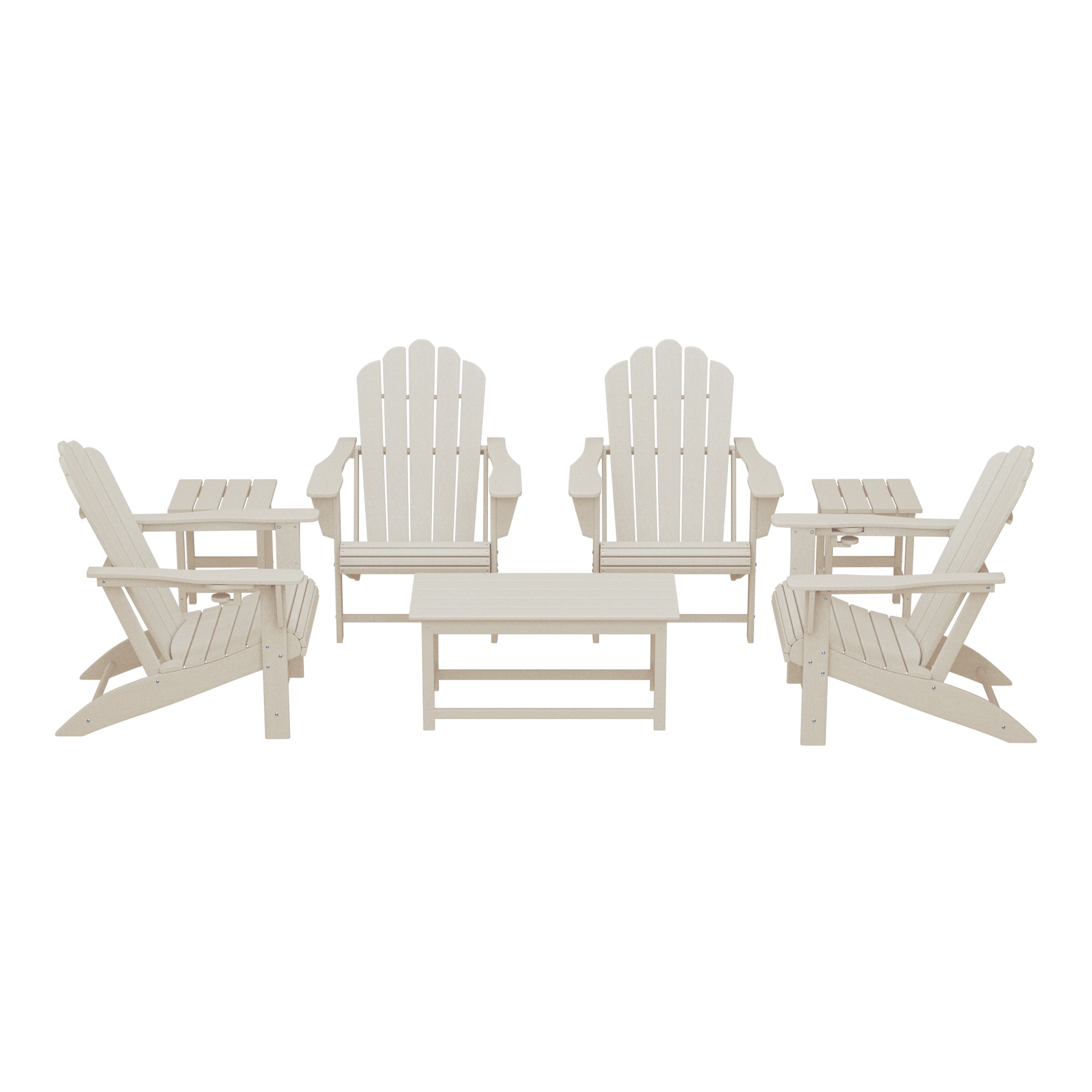 Lakeview 7-Piece HDPE Outdoor Patio Furniture Adirondack Conversation Set