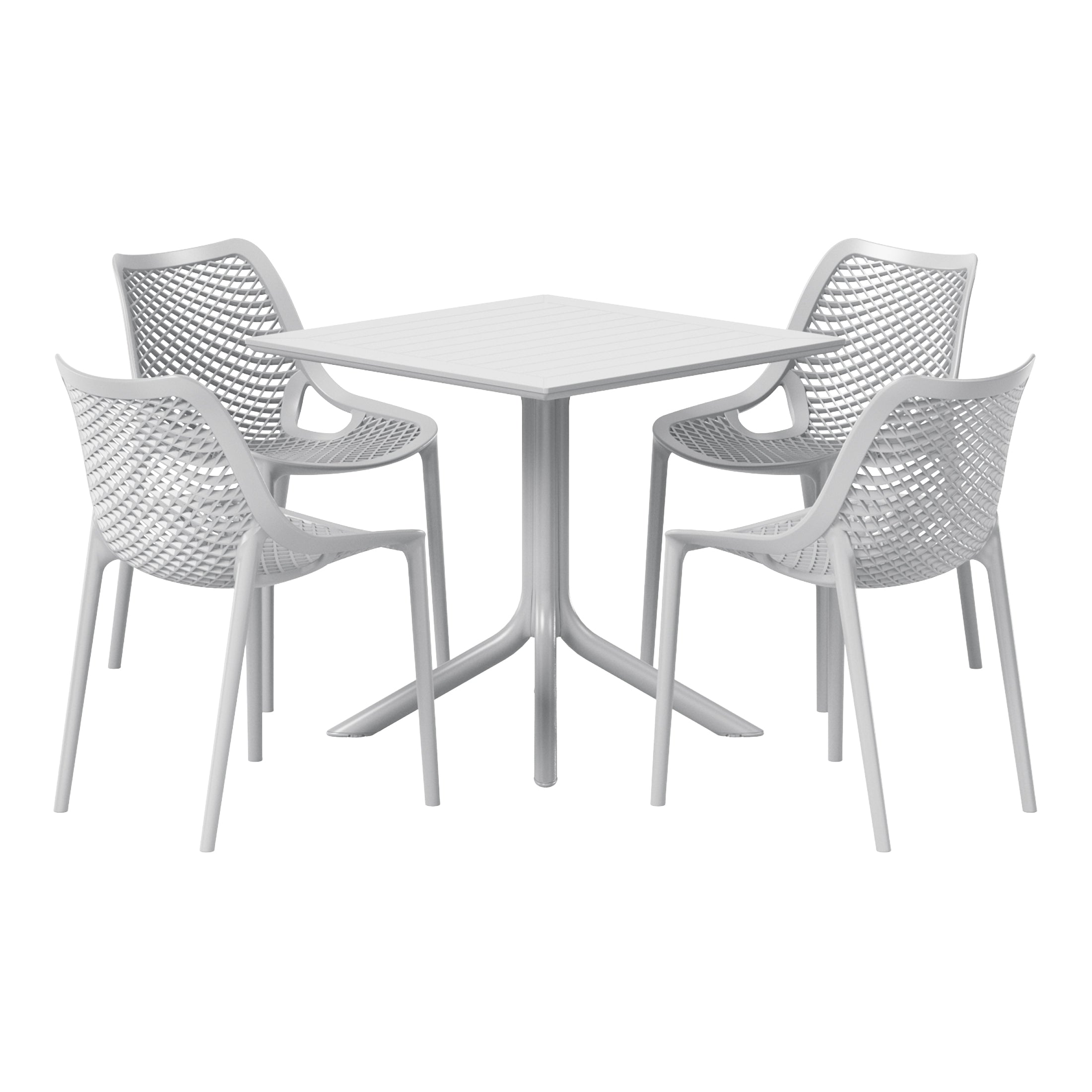 Sunshine 5-Piece Resin Square Patio Dining Table Set with Stackable Patio Dining Chairs